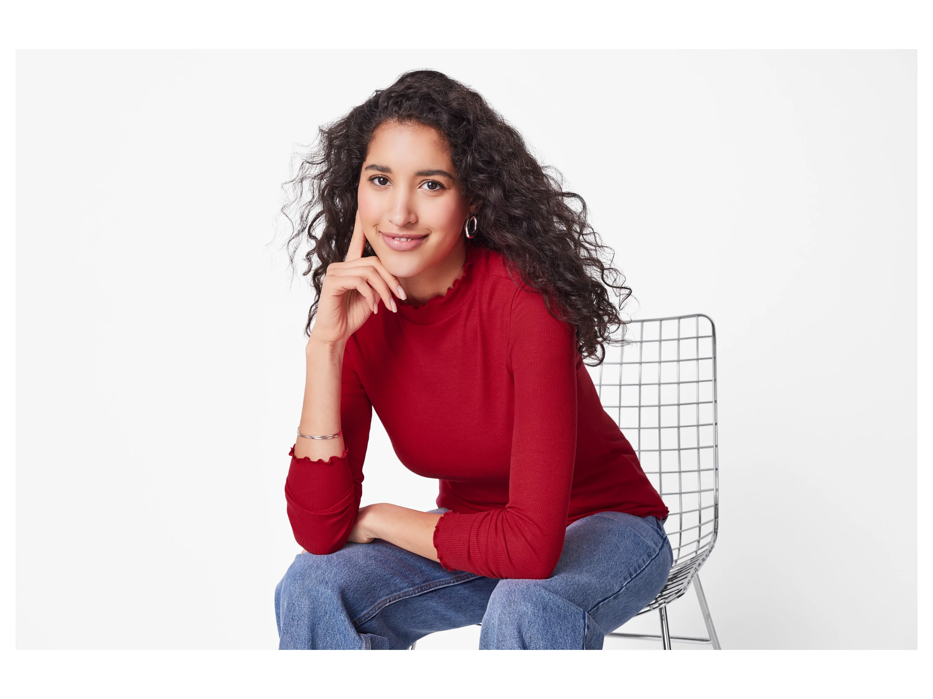 ESMARA® Damen Langarmshirt (Rot, XS(32/34)) – Bild 2 von 4