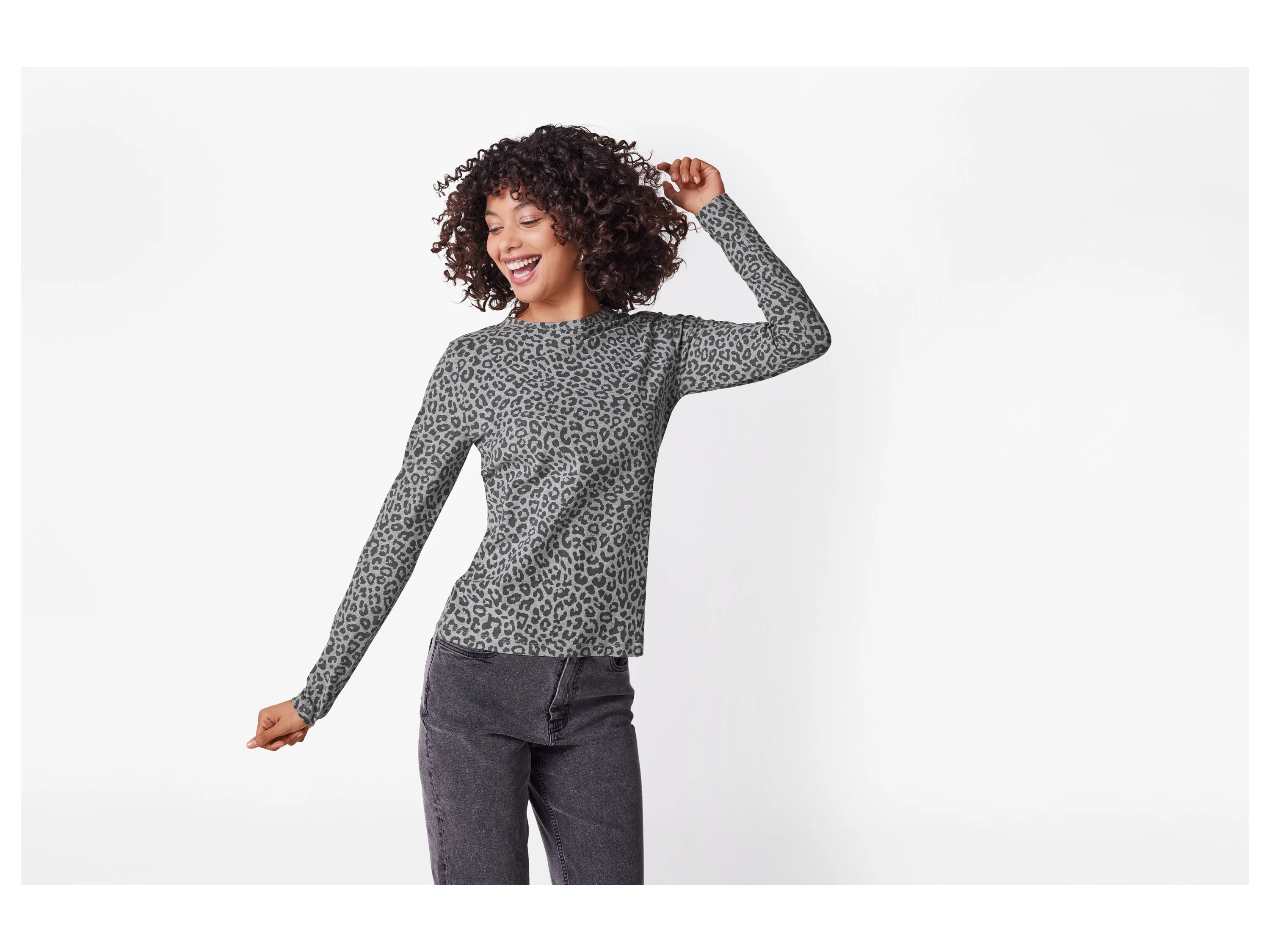 ESMARA® Damen Langarmshirt (Schwarz/Grau, XS(32/34)) – Bild 2 von 3