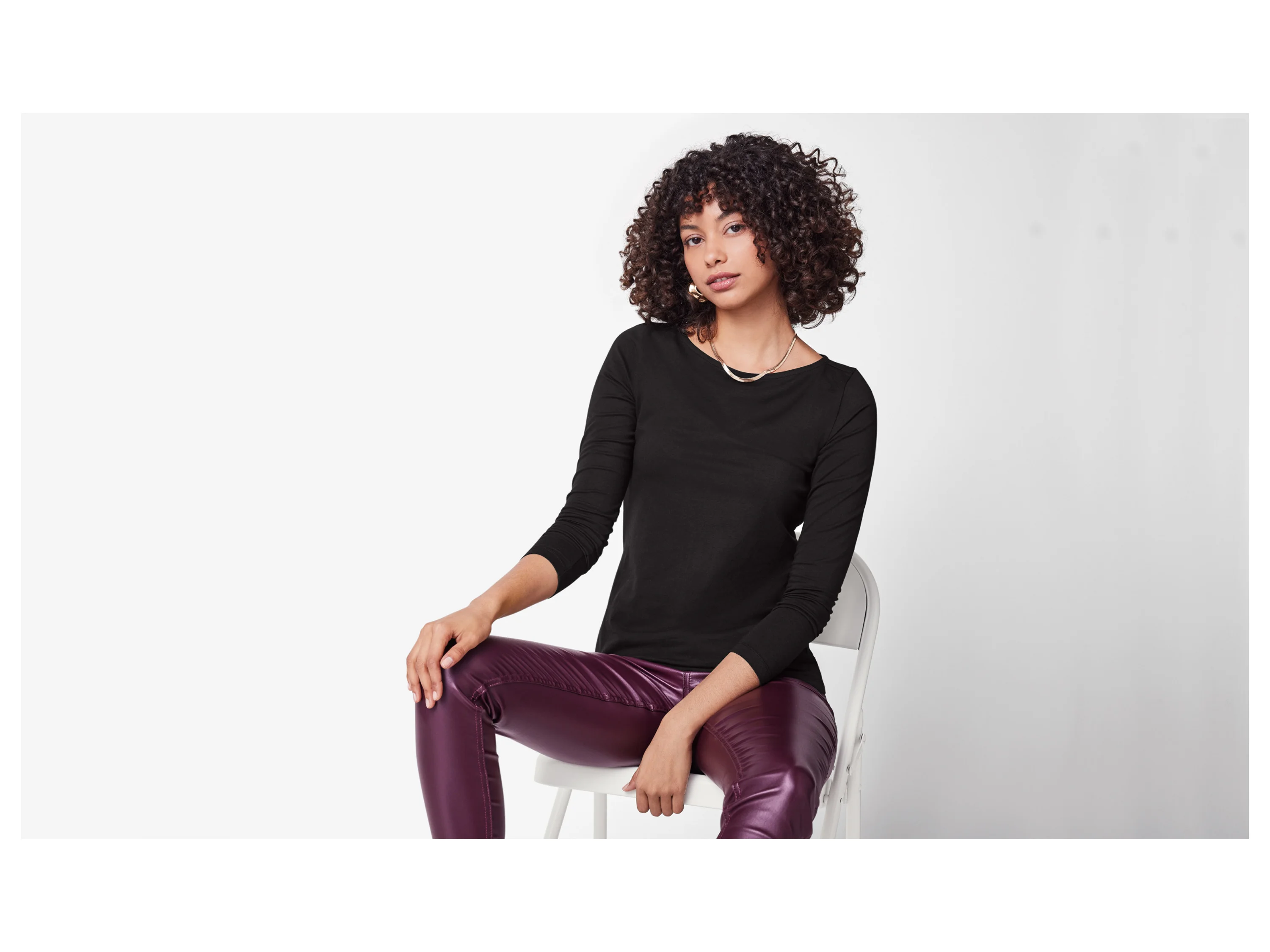 ESMARA® Damen Langarmshirt (Schwarz, XS(32/34)) – Bild 2 von 4