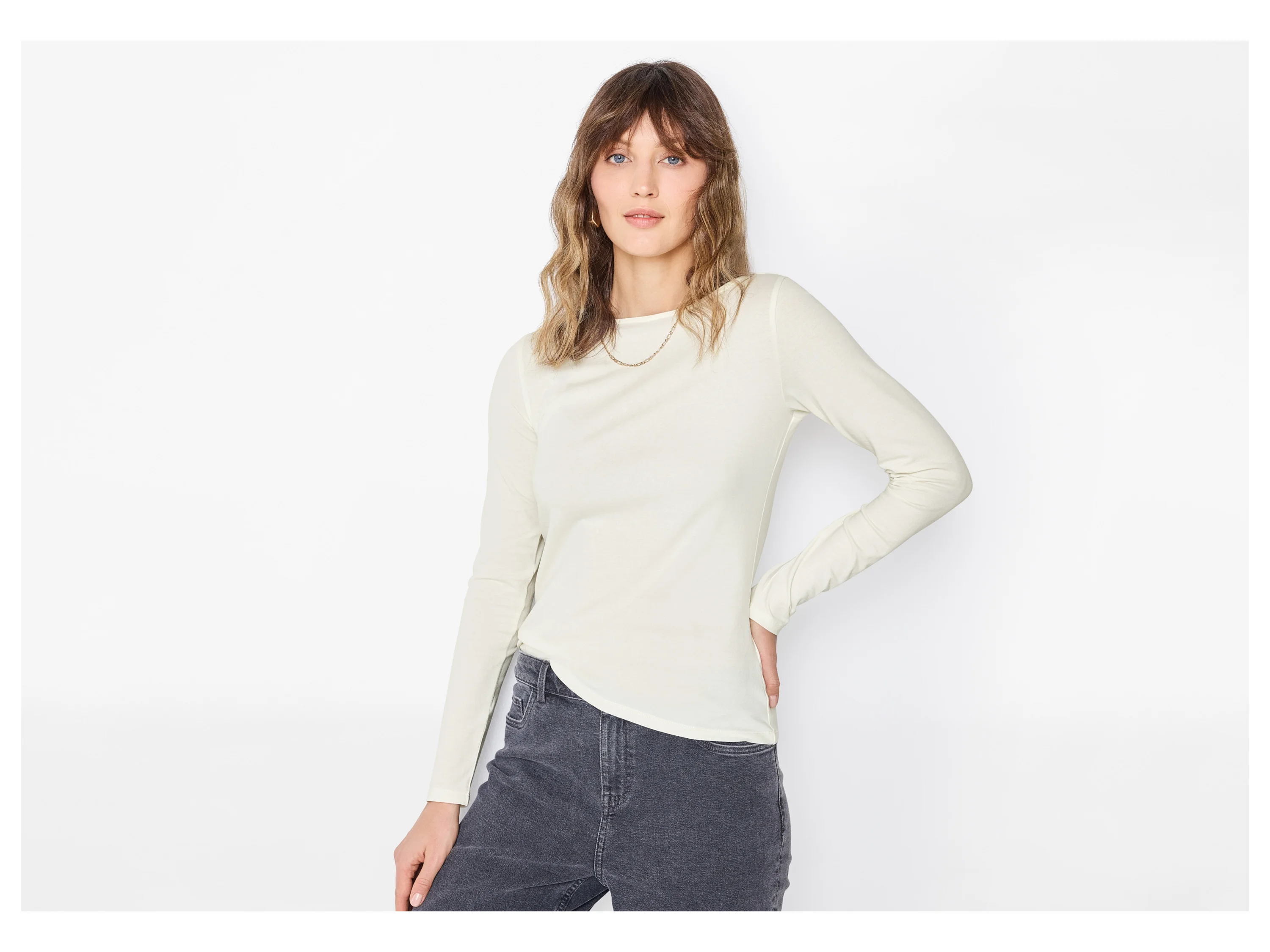 ESMARA® Damen Langarmshirt (Weiß, L(44/46)) – Bild 2 von 4