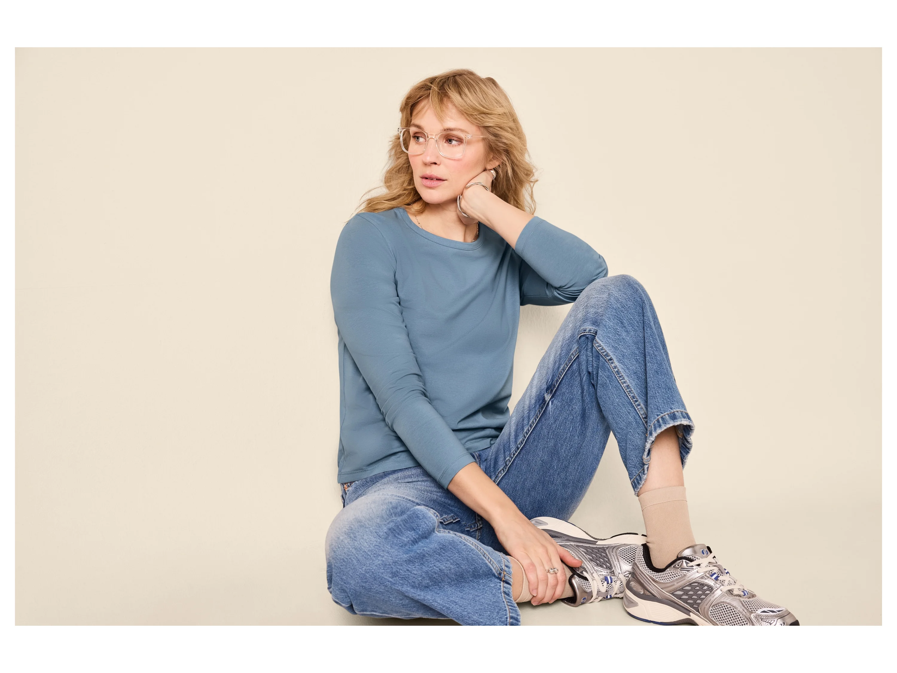 ESMARA® Damen Langarmshirts, 2 Stück (Blau/Weiß, S (36/38)) – Bild 3 von 4