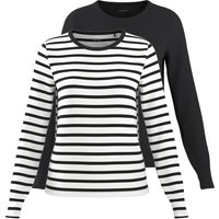 ESMARA® Damen Langarmshirts, 2 Stück (Streifen/schwarz, L (44/46))