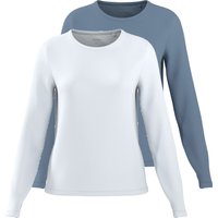 ESMARA® Damen Langarmshirts, 2 Stück (Blau/Weiß, M (40/42))