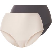 ESMARA® Damen Lasercut-Bauchwegslips, 2 Stück (anthrazit/creme, XL(48/50))