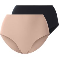 ESMARA® Damen Lasercut-Bauchwegslips, 2 Stück (schwarz/beige, L(44/46))