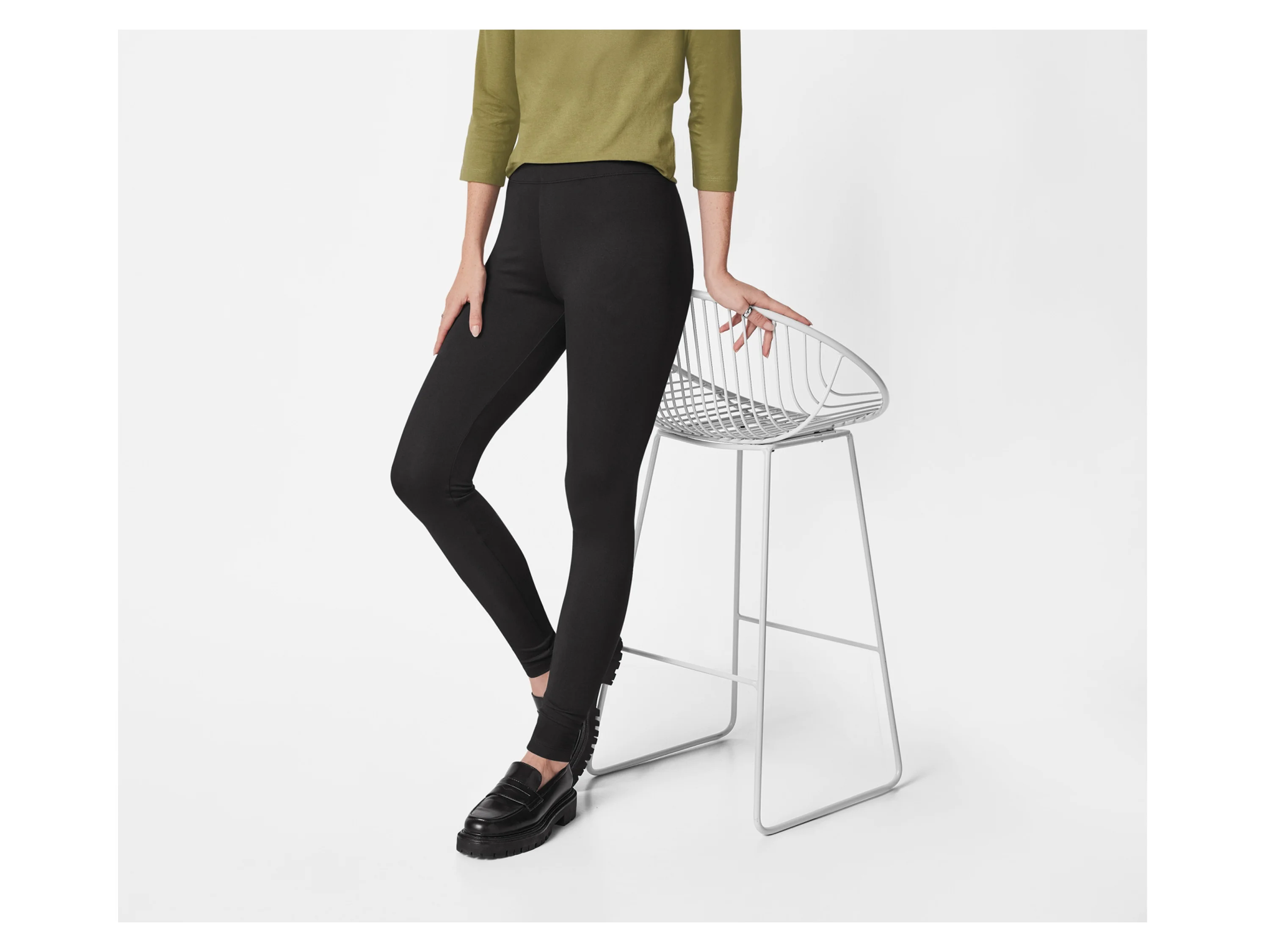 ESMARA® Damen Leggings, 2 Stück (Schwarz/Grün, XS(32/34)) – Bild 3 von 4