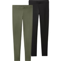 ESMARA® Damen Leggings, 2 Stück (Schwarz/Grün, S(36/38))