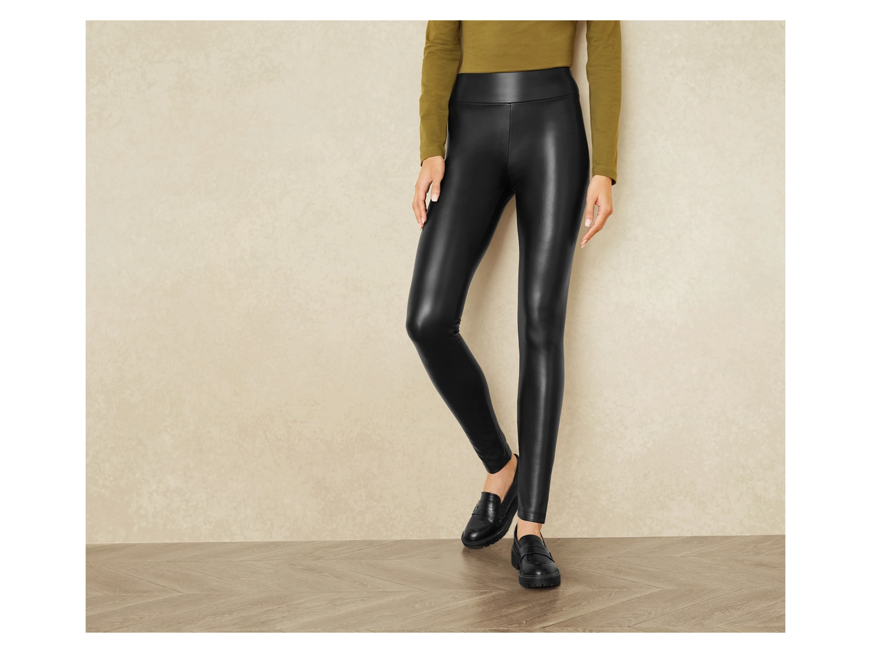 ESMARA® Damen Leggings Lederoptik (Schwarz, 36) – Bild 2 von 4