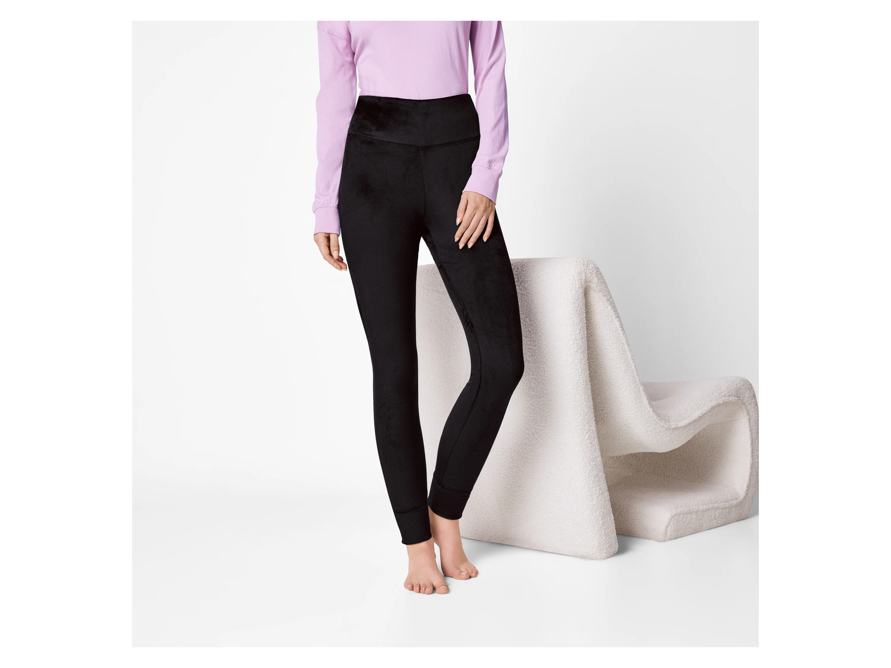 ESMARA® Damen Leggings Velour (Schwarz, L(44/46)) – Bild 2 von 4