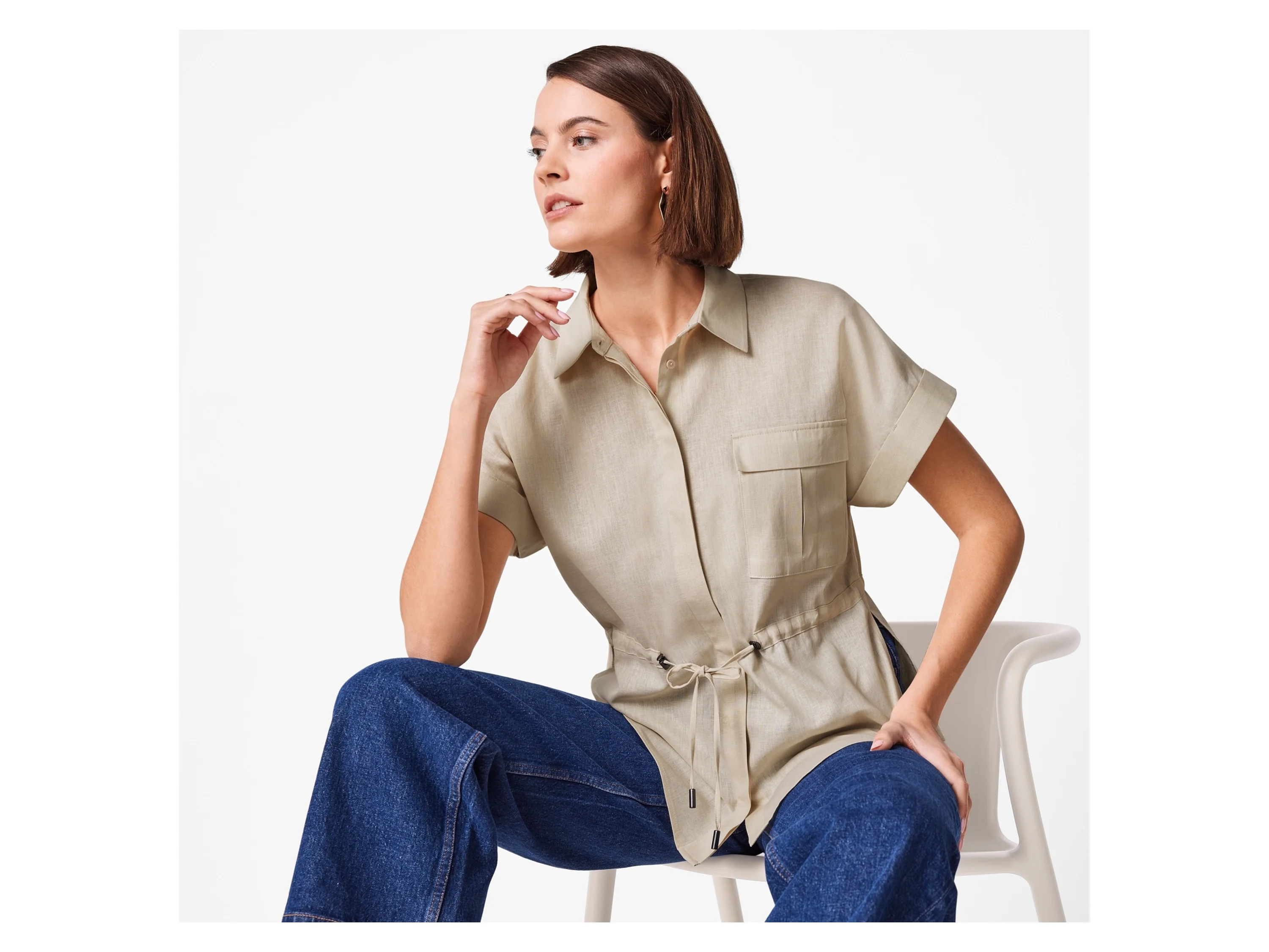 ESMARA® Damen Leinen-Bluse, leger geschnitten (Beige, 44) – Bild 2 von 4