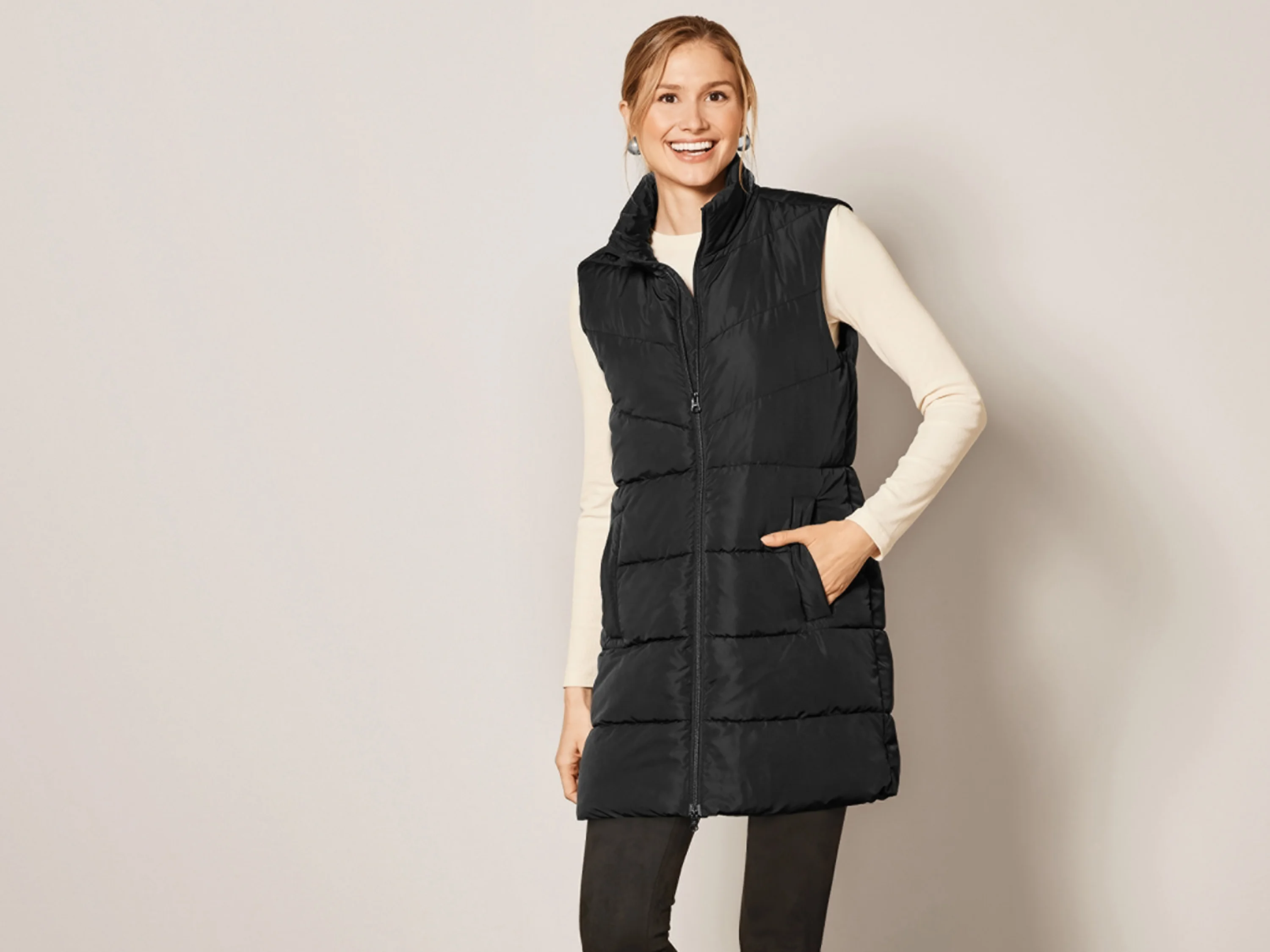 ESMARA® Damen Longweste (Schwarz, M (40/42)) – Bild 2 von 4