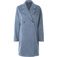 ESMARA® Damen Mantel, in eleganter Veloursoptik (Blau, 46)
