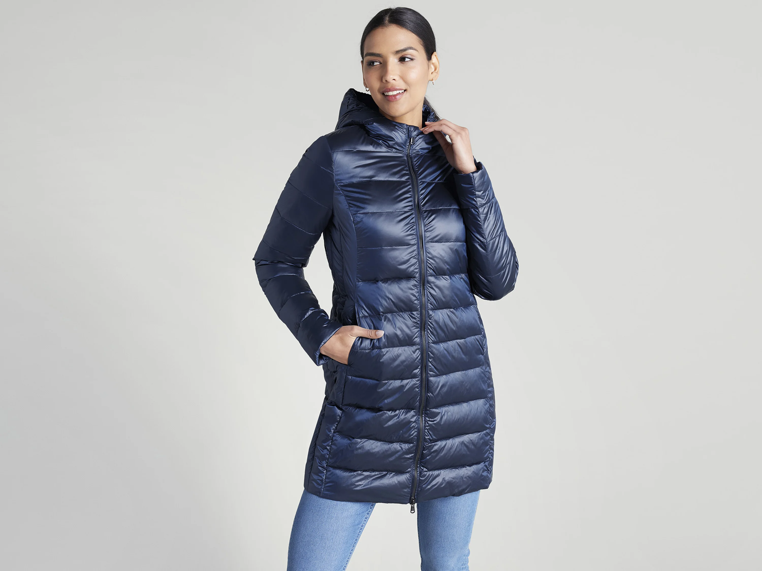 ESMARA® Damen Mantel Lightweight (navy metallic, XS(32/34)) – Bild 2 von 4