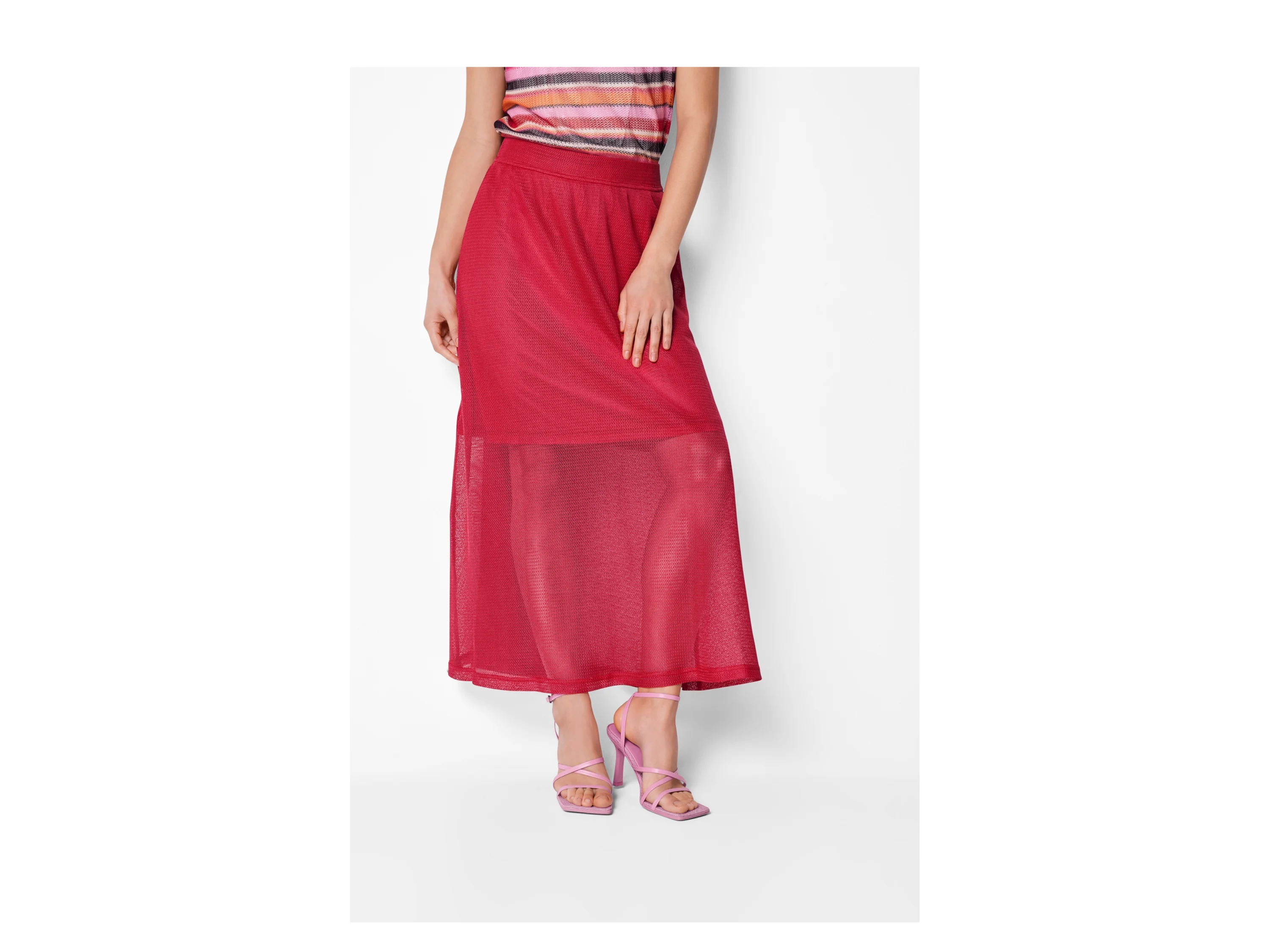 ESMARA® Damen Maxirock, mit blickdichtem Unterrock (Rot, XS(32/34)) – Bild 2 von 3