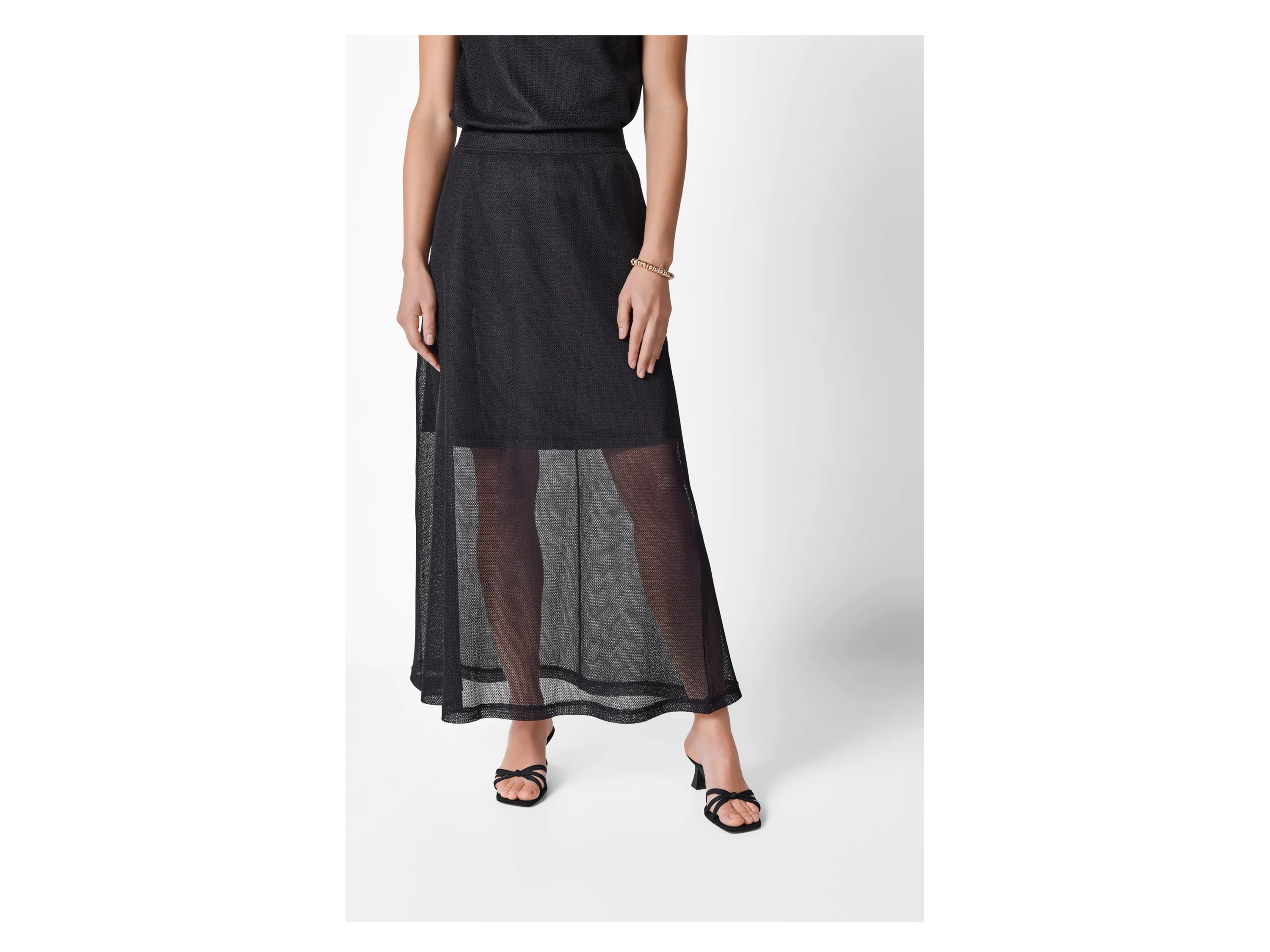 ESMARA® Damen Maxirock, mit blickdichtem Unterrock (Schwarz, S(36/38)) – Bild 2 von 3