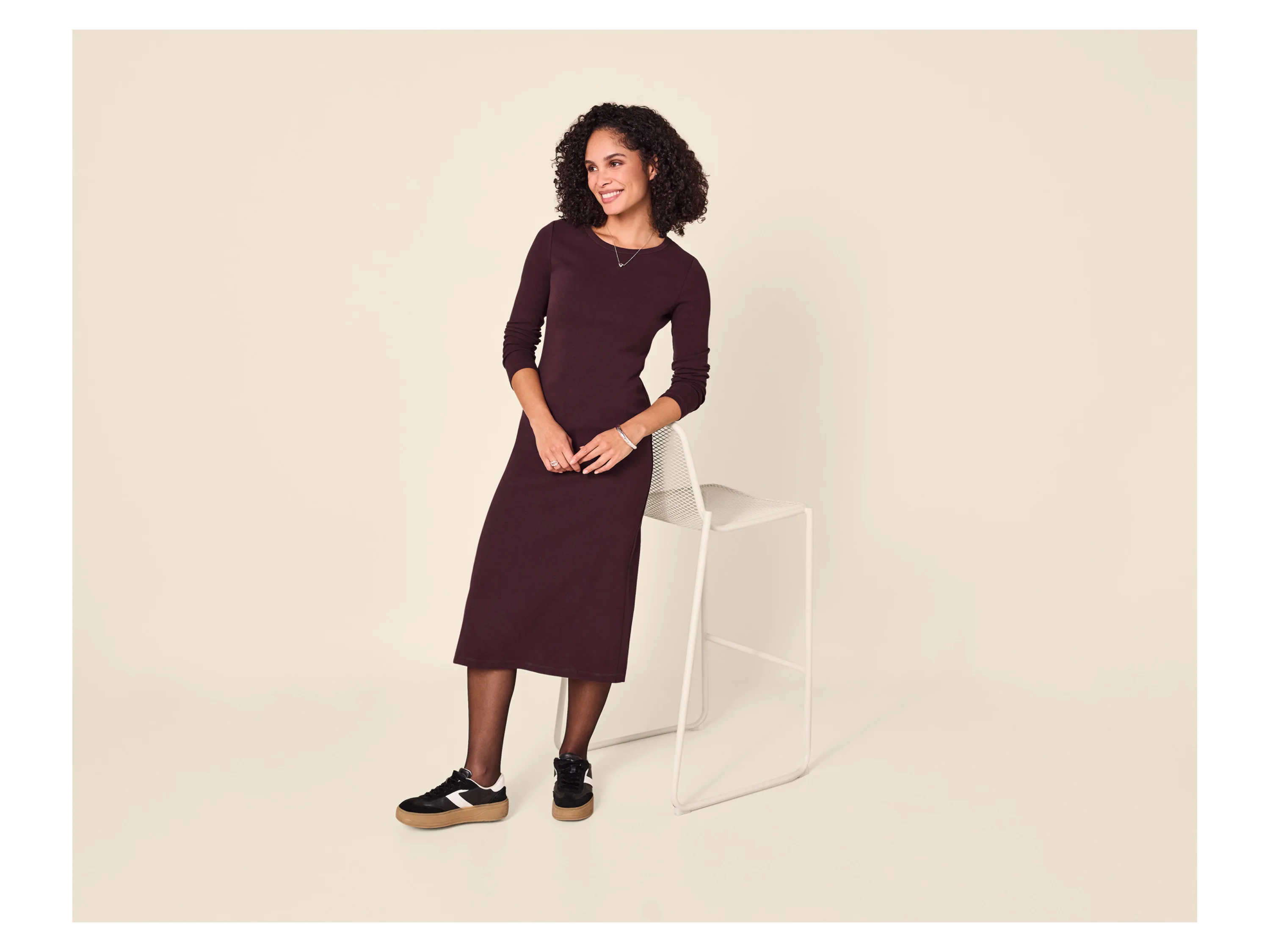 ESMARA® Damen Midi-Kleid (Lila, XS(32/34)) – Bild 2 von 4