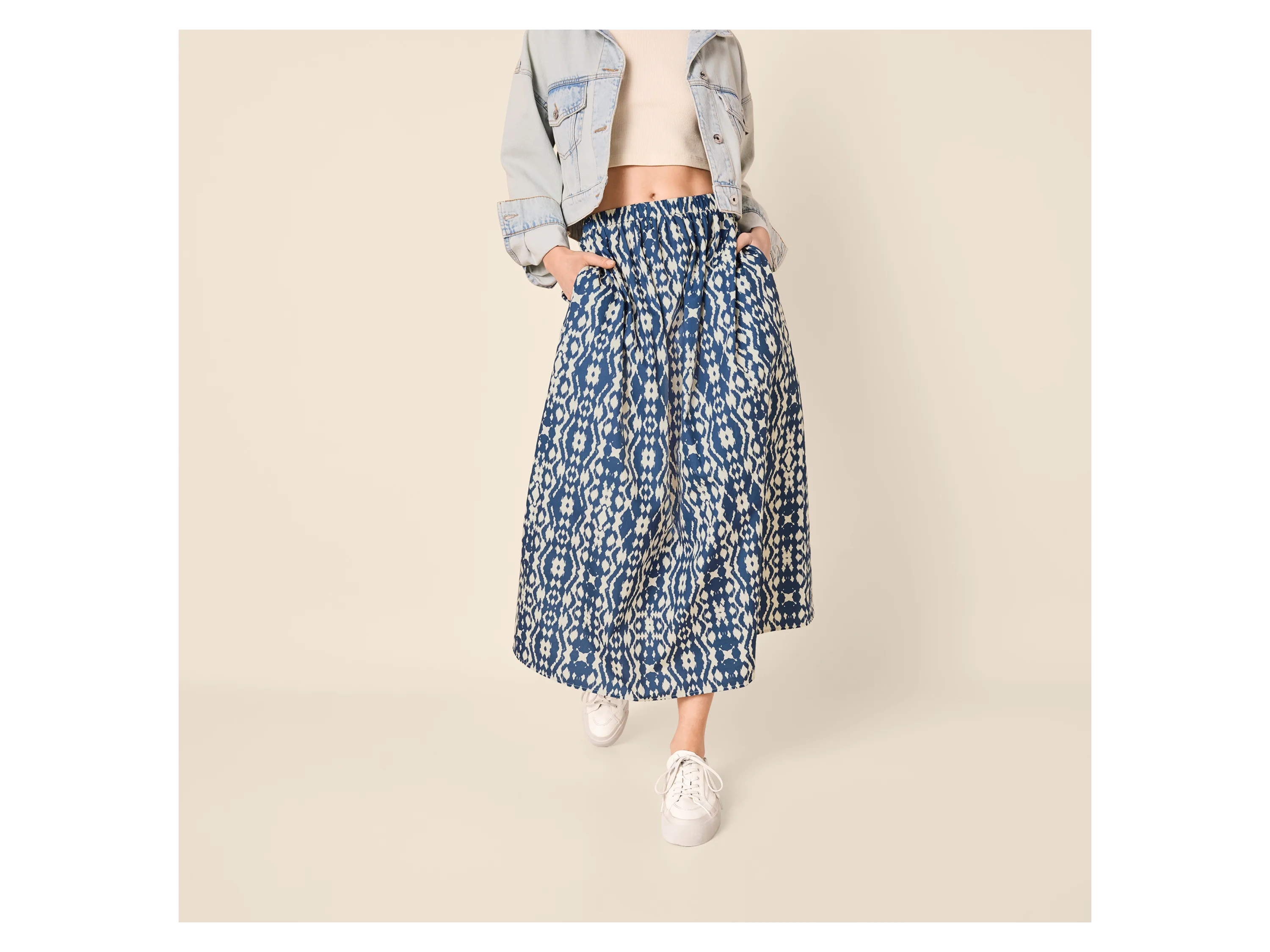 ESMARA® Damen Midi-Rock (Blau, M(40/42)) – Bild 2 von 3