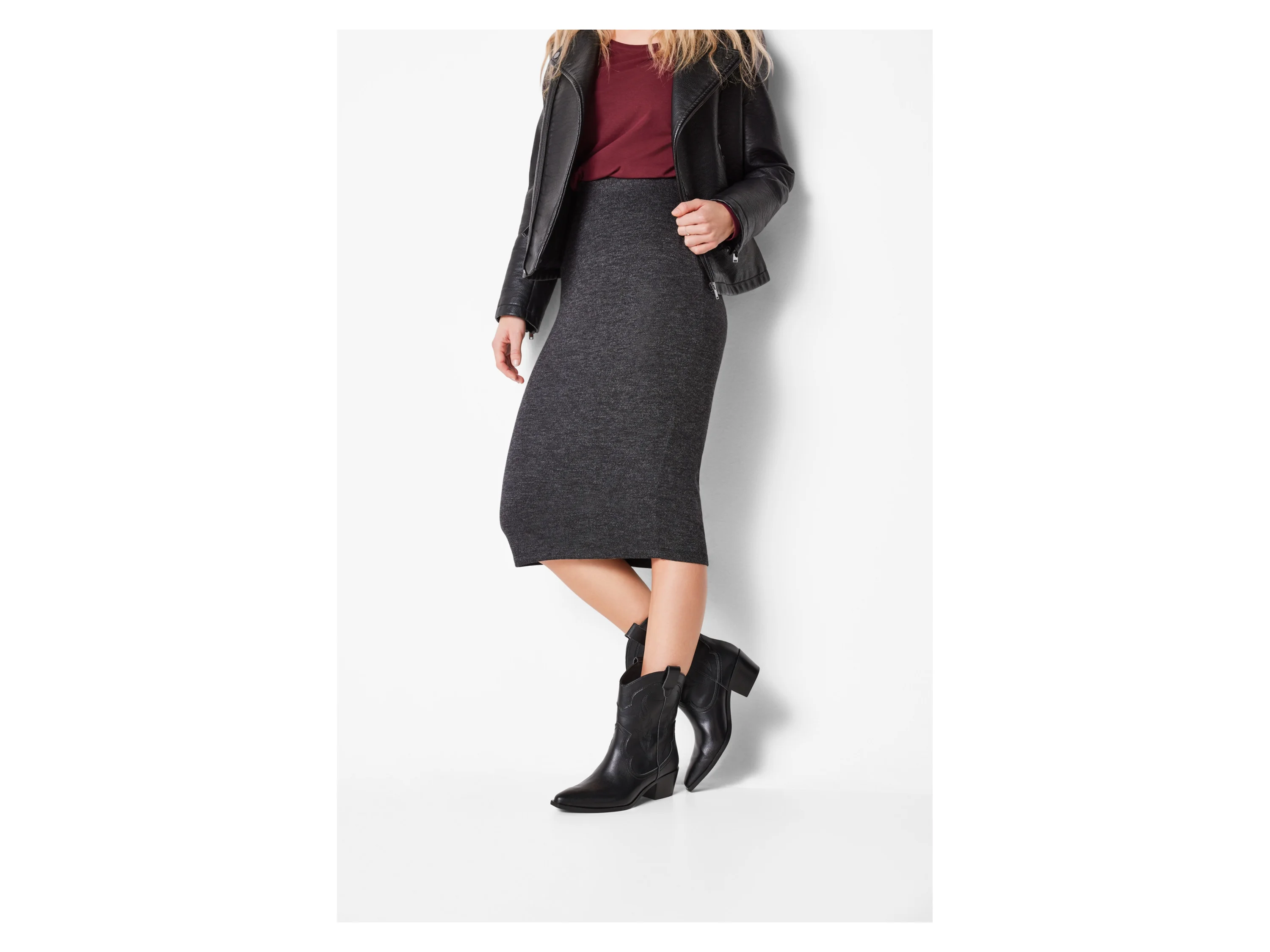 ESMARA® Damen Midi-Strickrock, figurbetont geschnitten (Schwarz, M(40/42)) – Bild 2 von 4