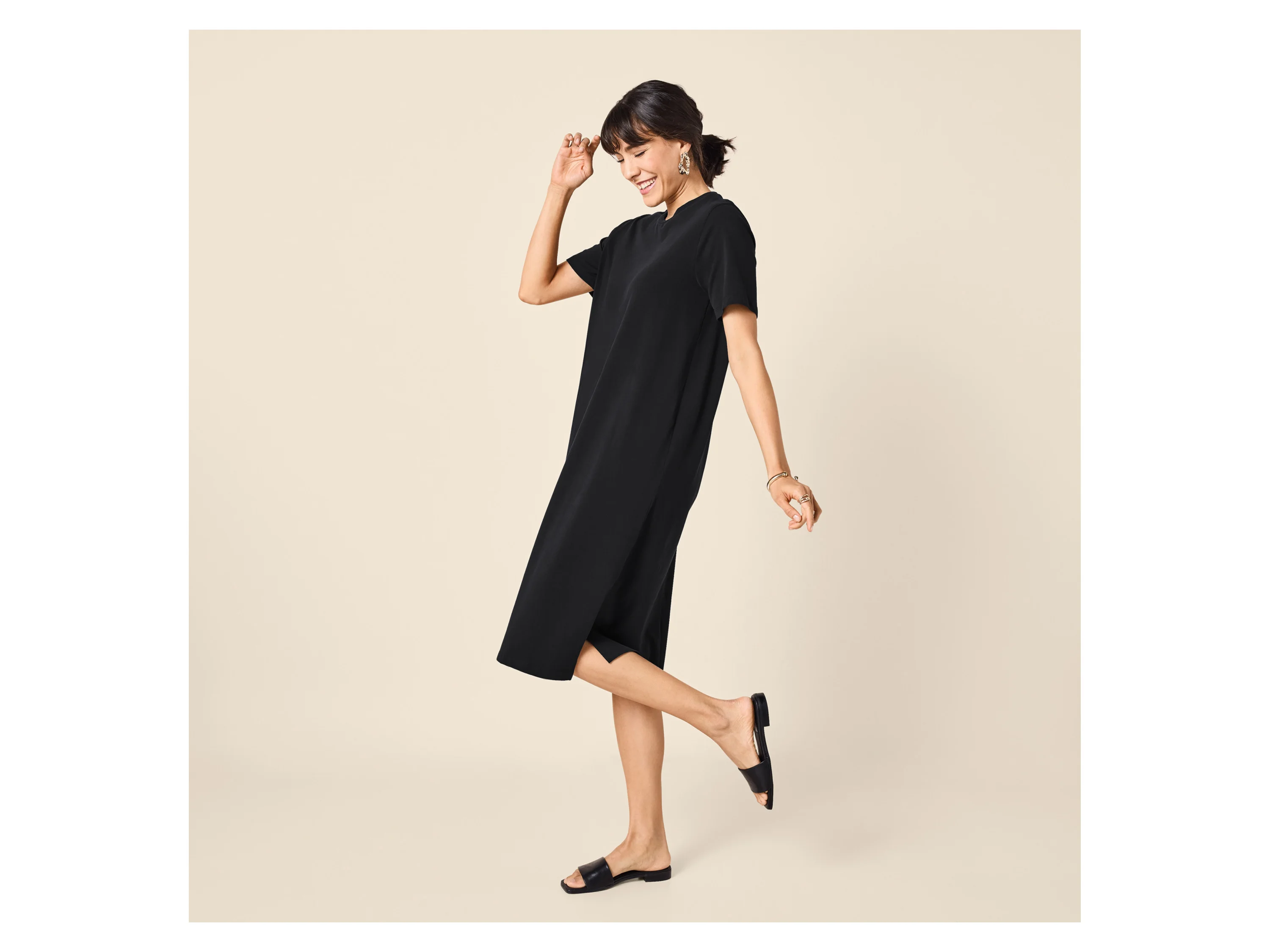 ESMARA® Damen Midikleid (Schwarz, S(36/38)) – Bild 2 von 4