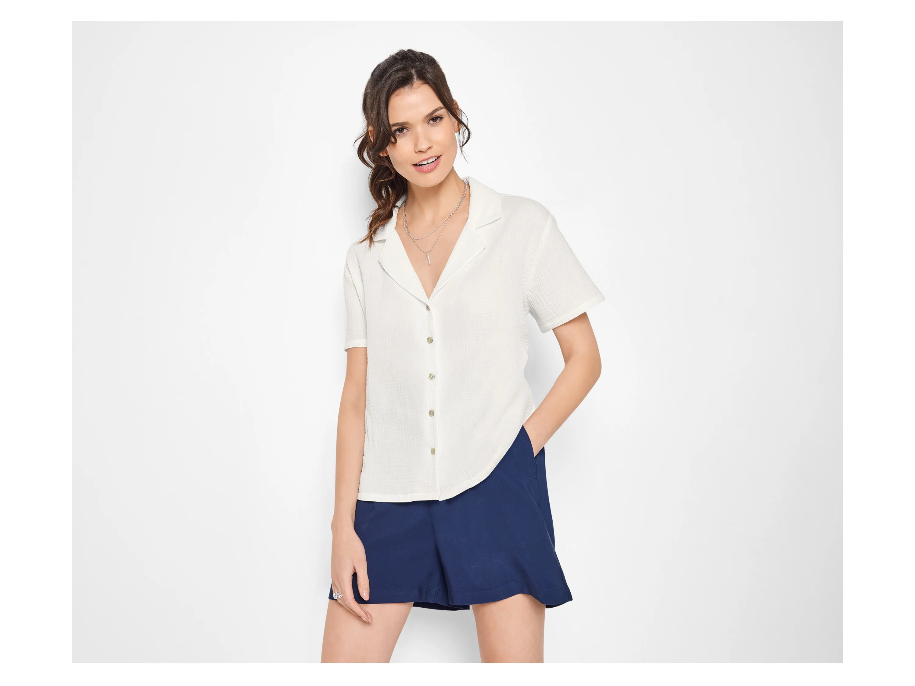 ESMARA® Damen Musselin-Bluse (Weiß, S(36/38)) – Bild 2 von 4