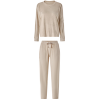ESMARA® Damen Nicki-Pyjama, lang/lang (Beige, M(40/42))