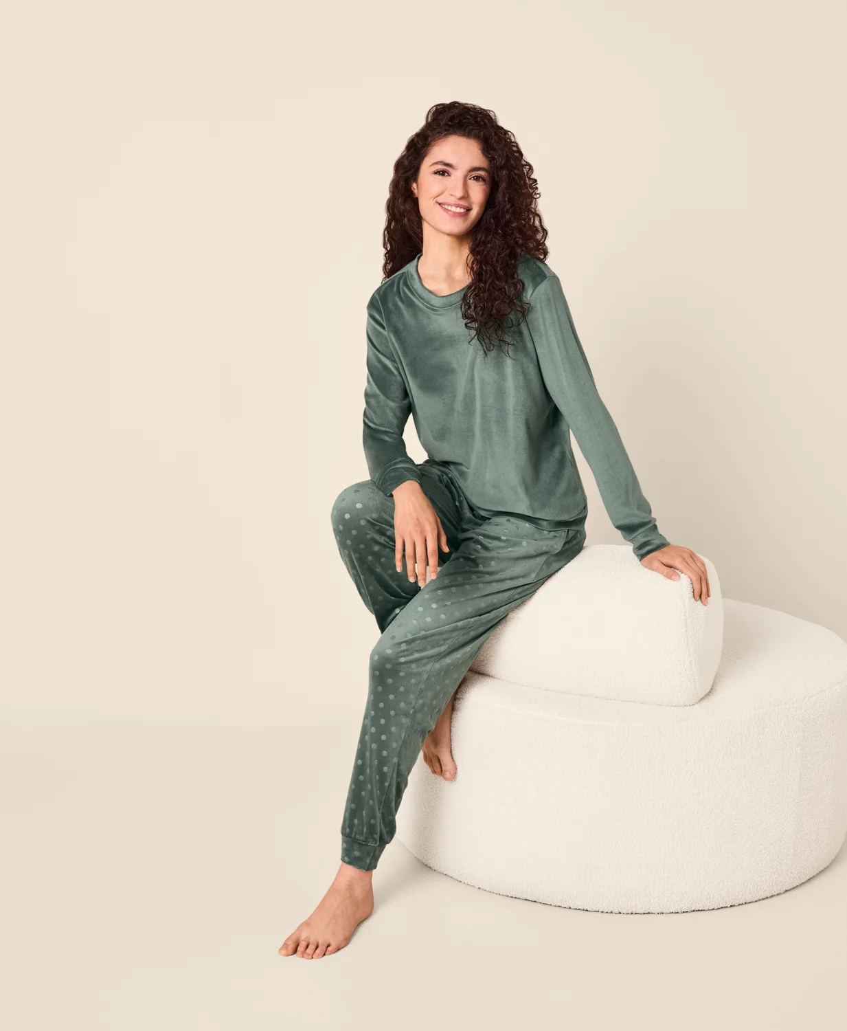 ESMARA® Damen Nicki-Pyjama, lang/lang (Grün, L(44/46)) – Bild 2 von 4