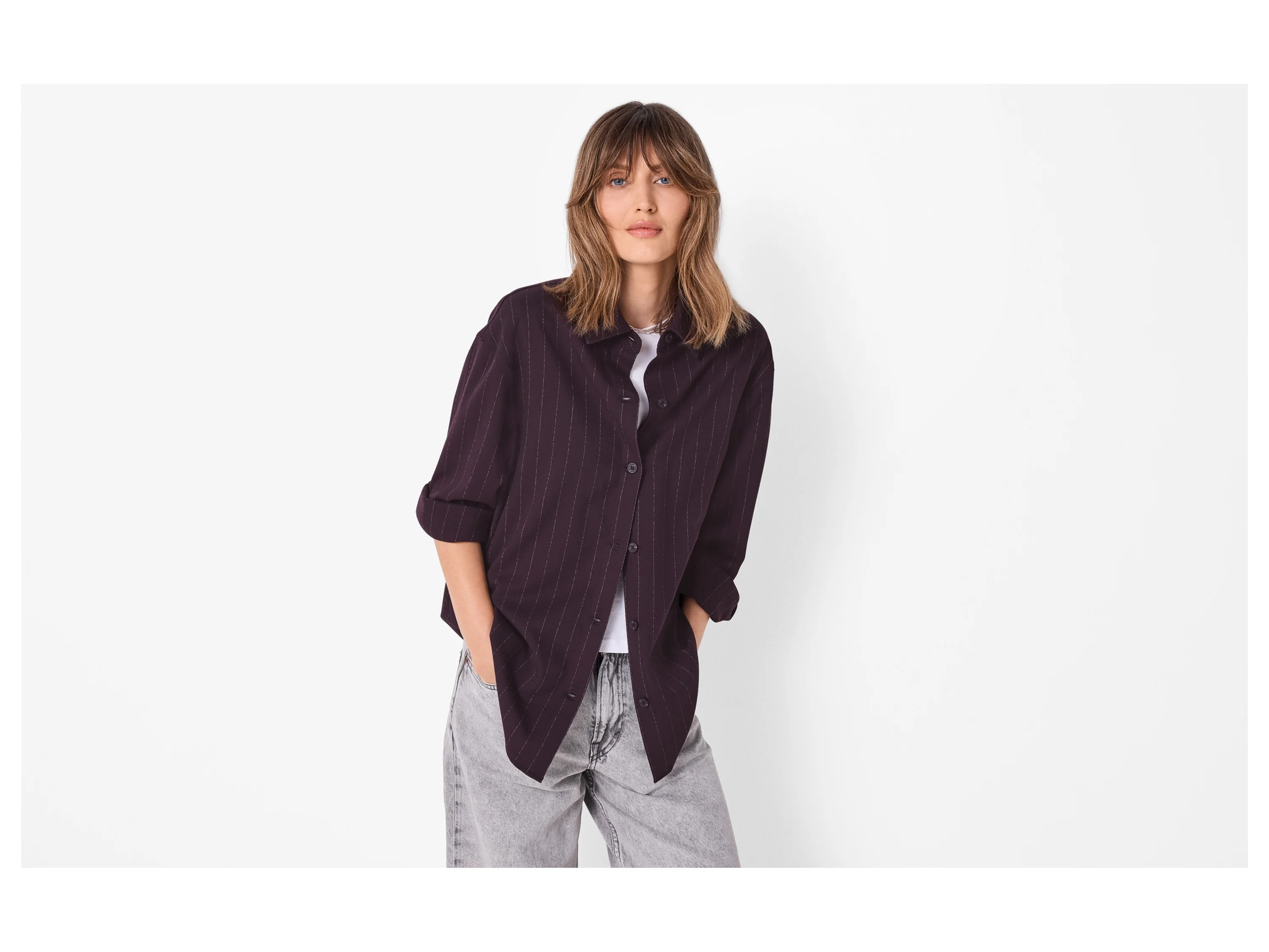 ESMARA® Damen Overshirt (Bordeaux, S) – Bild 2 von 4