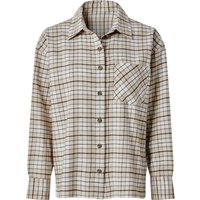 ESMARA® Damen Oversize-Flanellbluse (Beige, M (40/42))