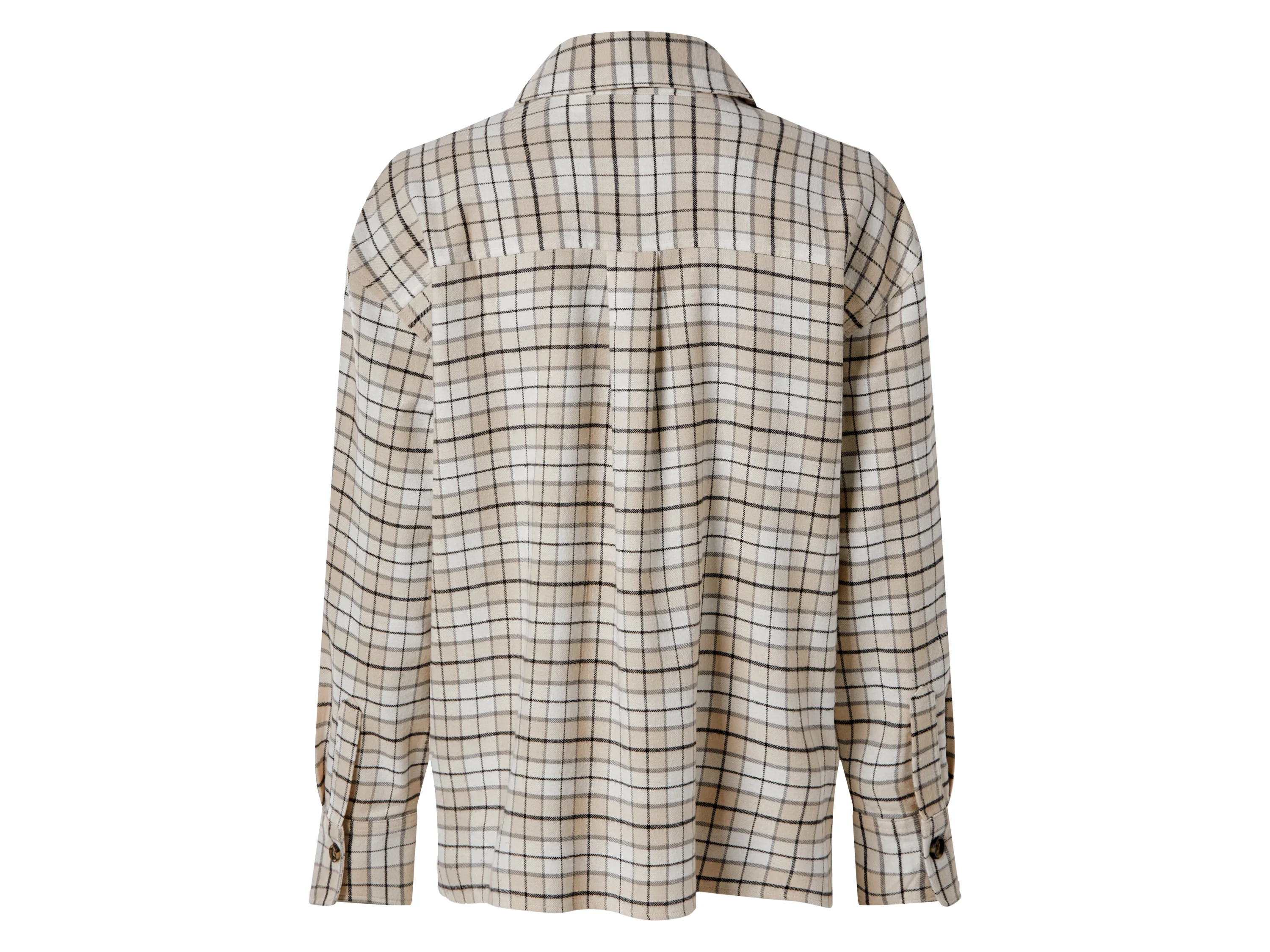 ESMARA® Damen Oversize-Flanellbluse (Beige, L (44/46)) – Bild 3 von 4