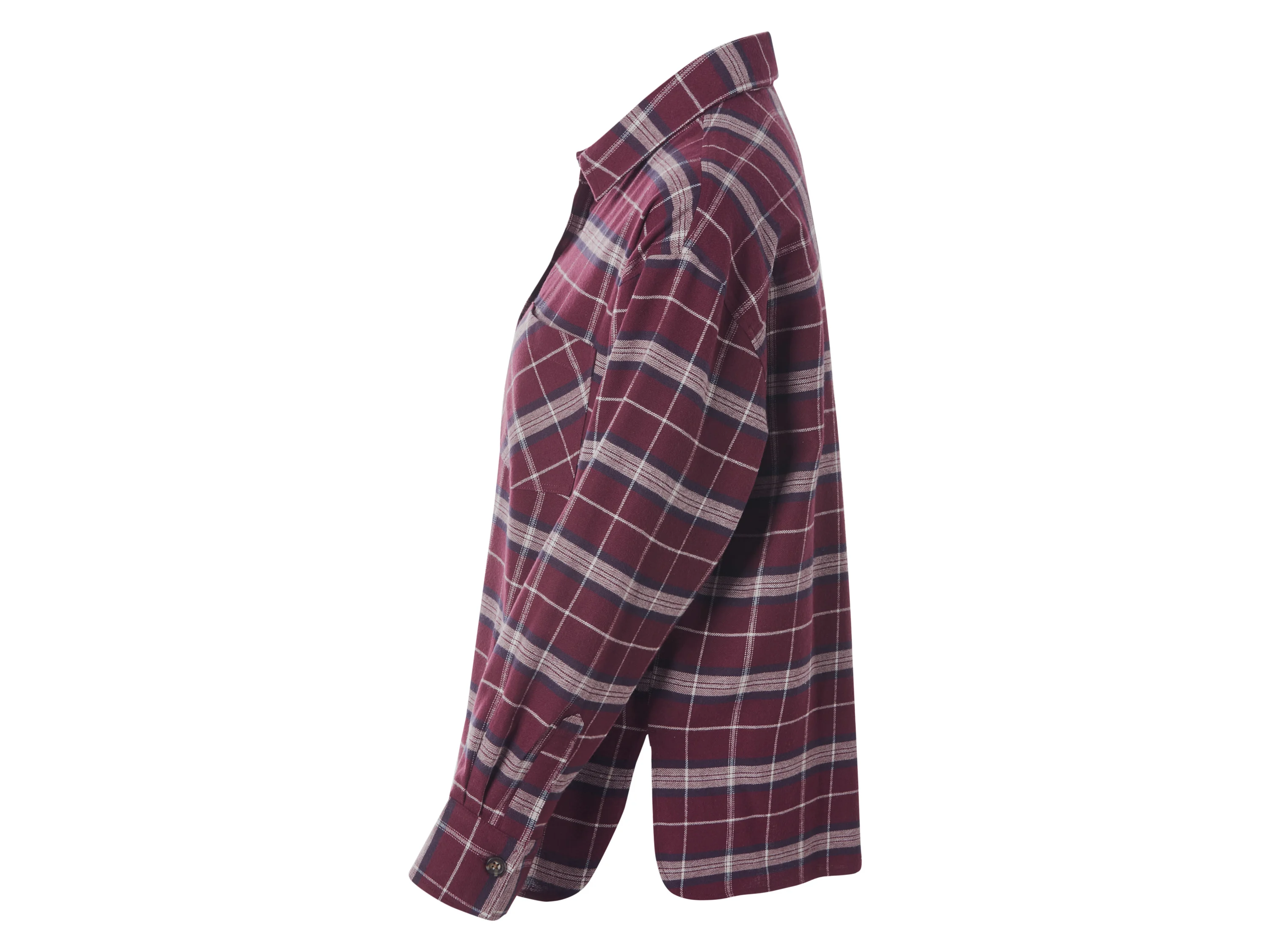 ESMARA® Damen Oversize-Flanellbluse (Bordeaux, XS (32/34)) – Bild 4 von 4