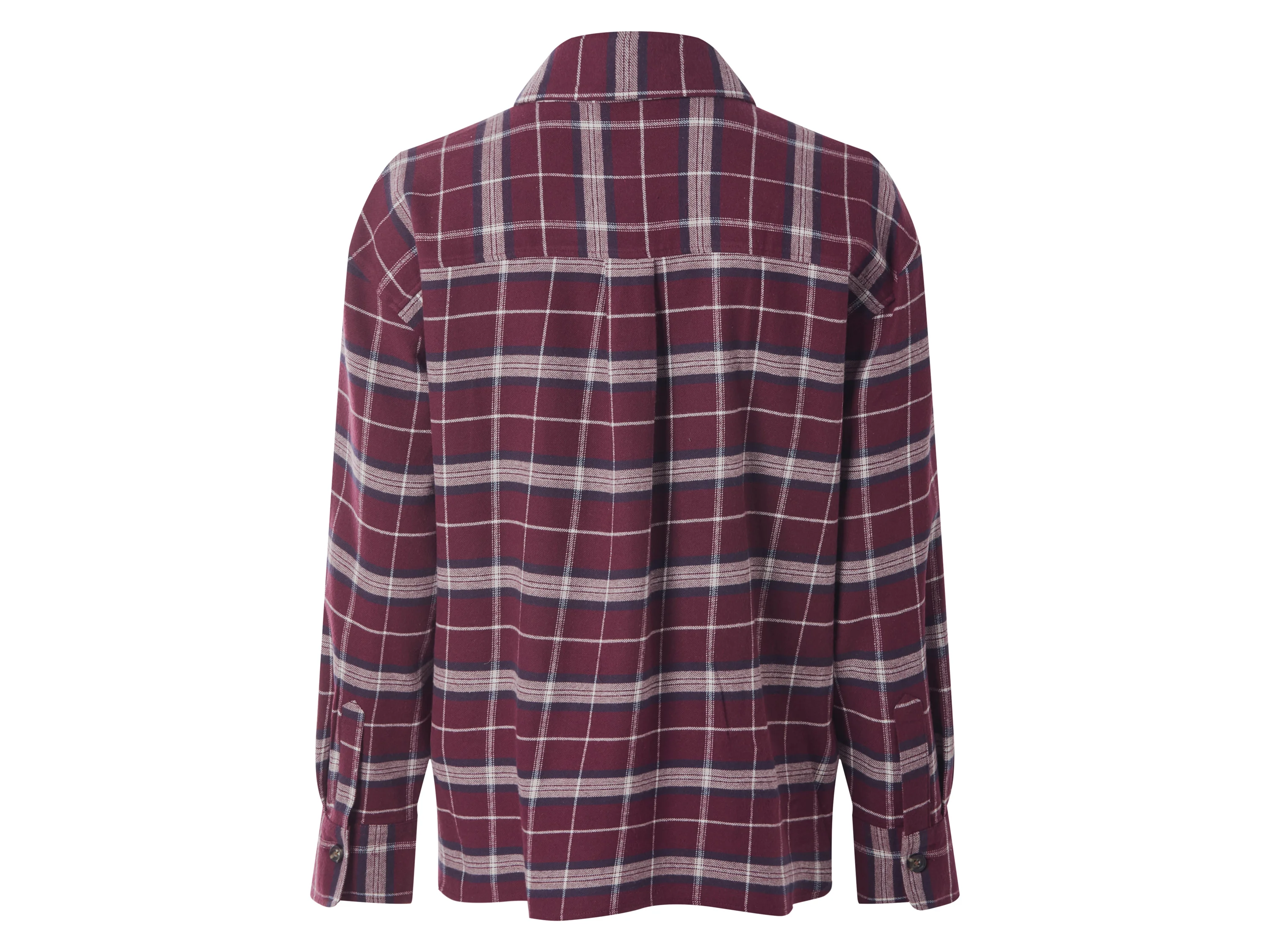 ESMARA® Damen Oversize-Flanellbluse (Bordeaux, L (44/46)) – Bild 3 von 4