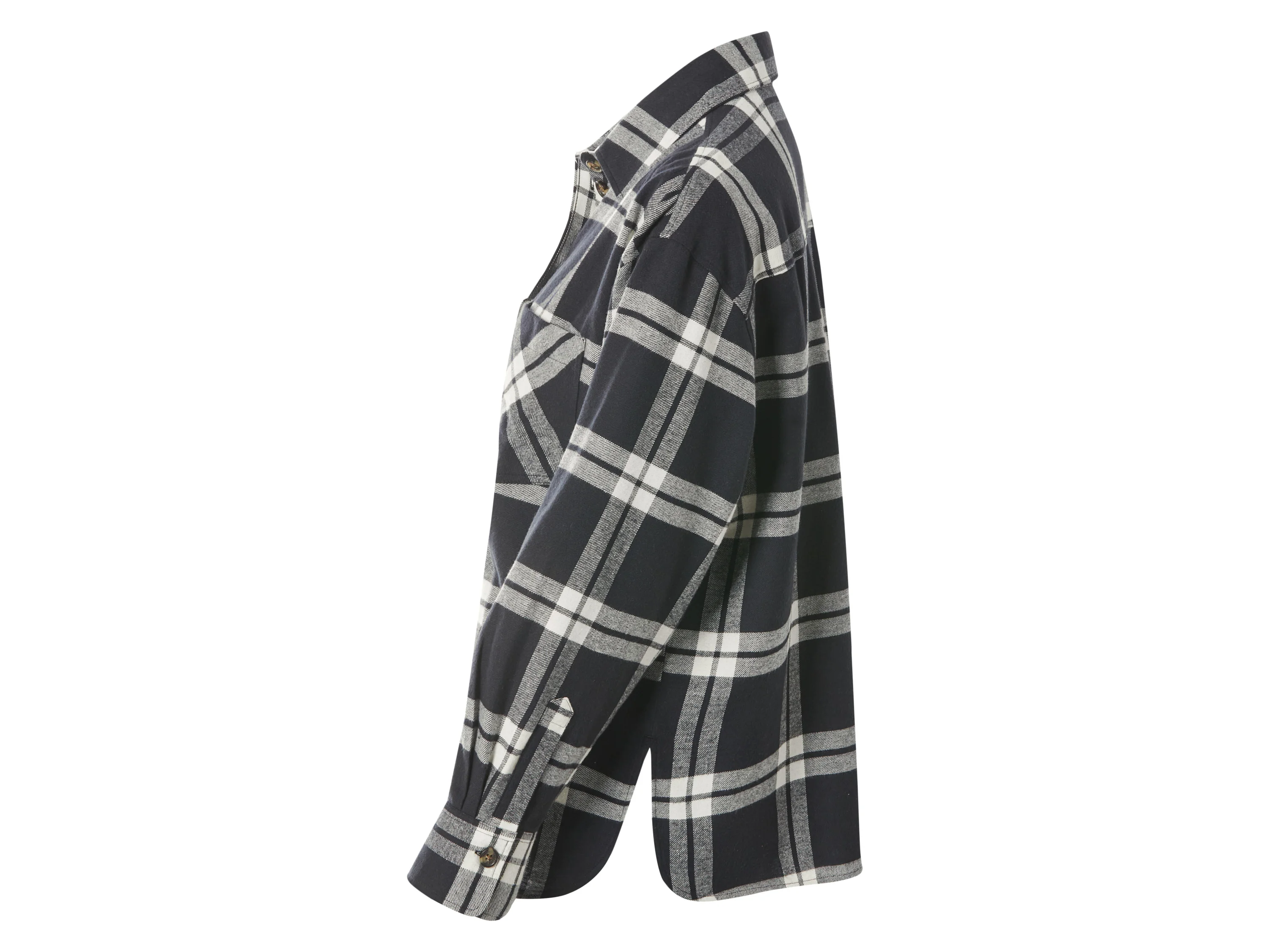 ESMARA® Damen Oversize-Flanellbluse (Schwarz, XS (32/34)) – Bild 4 von 4