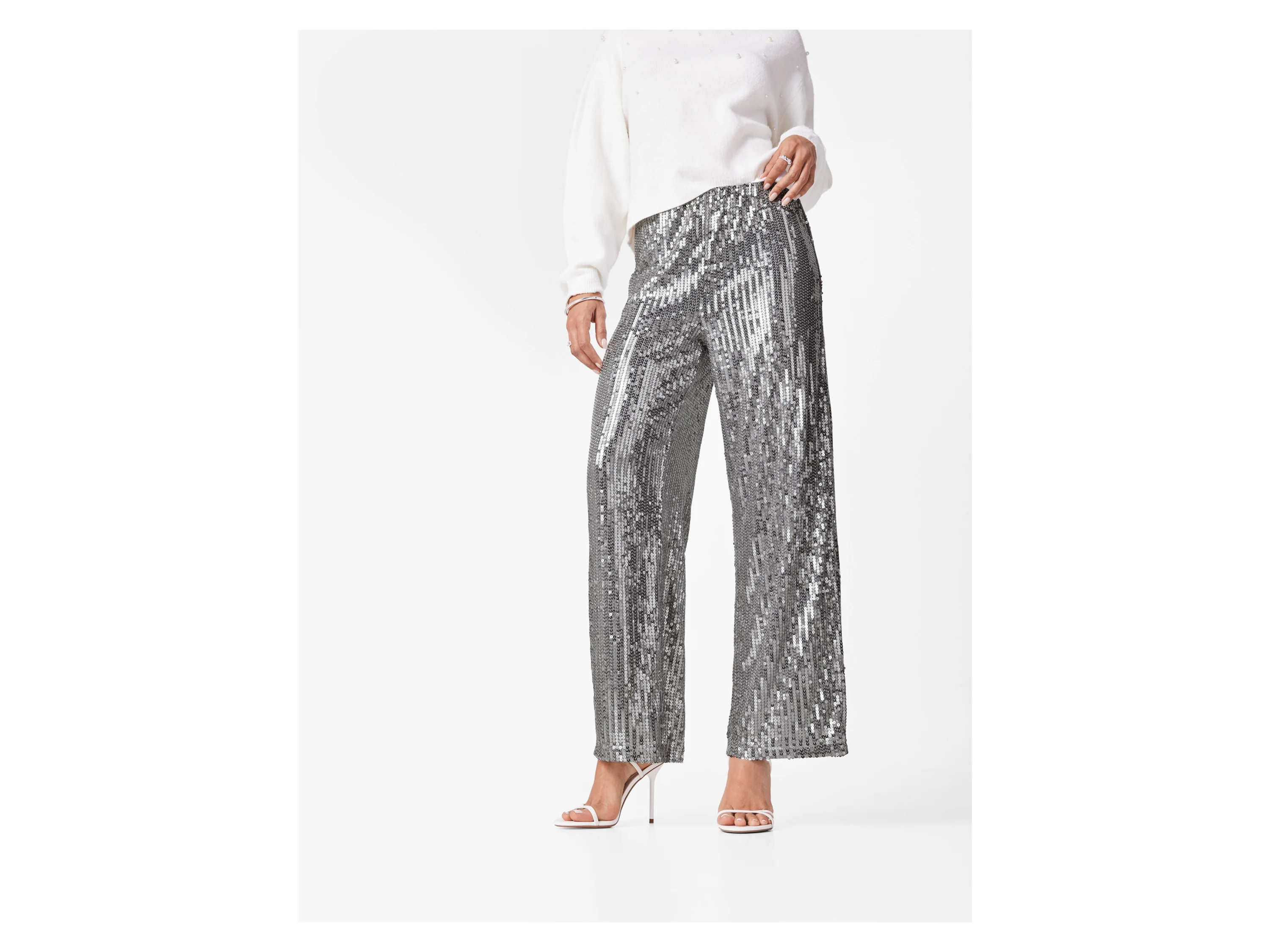 ESMARA® Damen Pailletten-Hose (Silber, XS(32/34)) – Bild 2 von 3