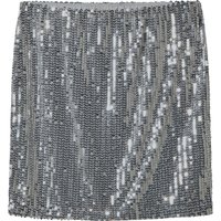 ESMARA® Damen Pailletten-Minirock (Silber, L(44/46))