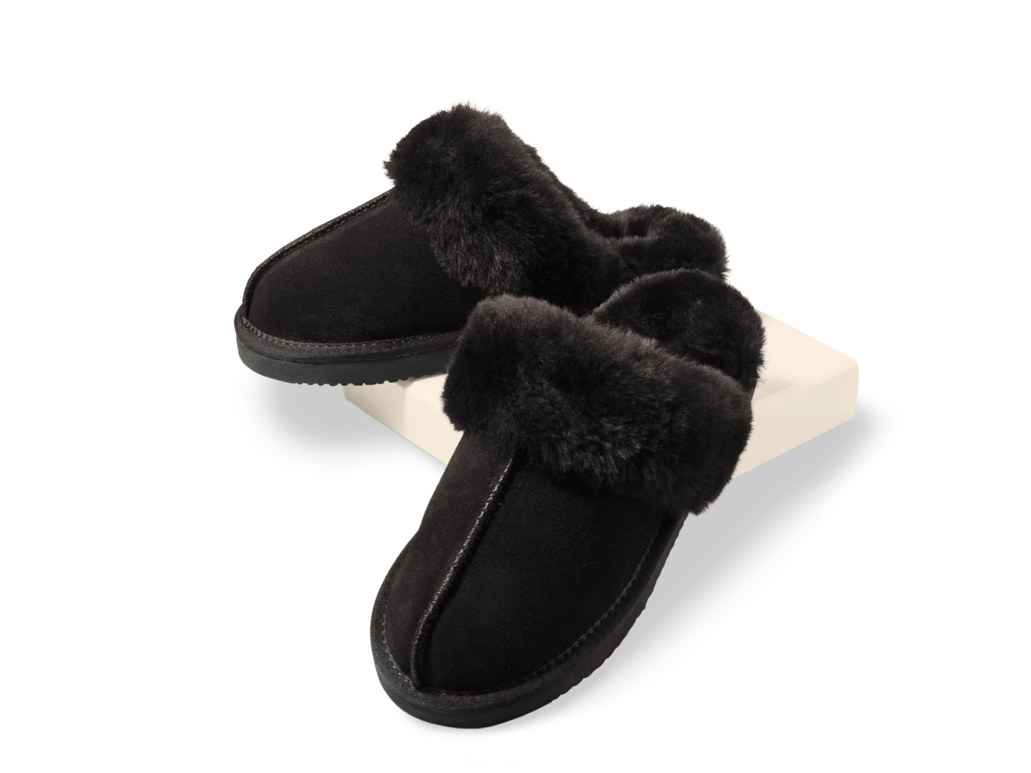 ESMARA® Damen Premium Lammfellhausschuhe (Schwarz, 37) – Bild 2 von 4