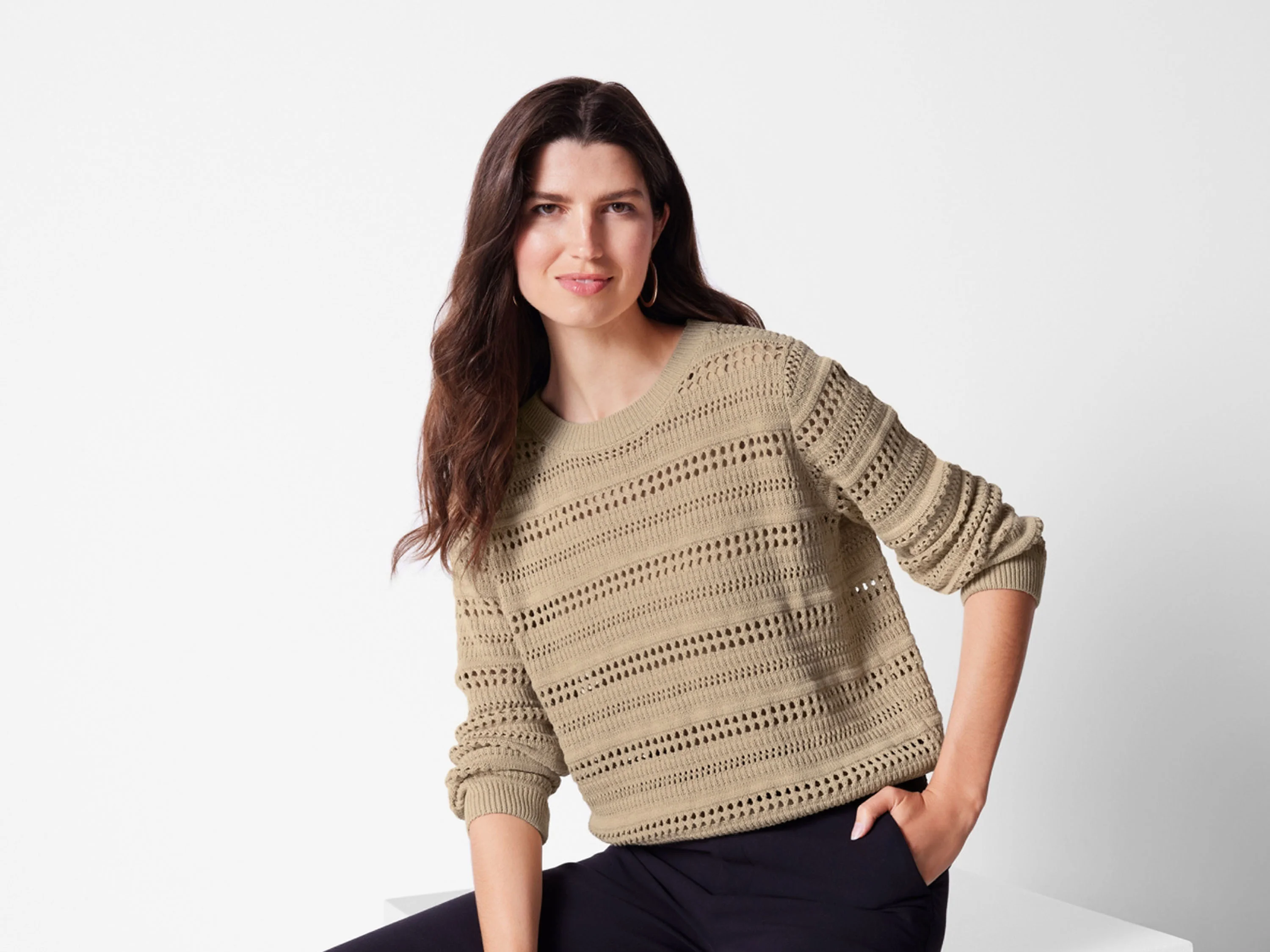 ESMARA® Damen Pullover (Beige, XS(32/34)) – Bild 2 von 3