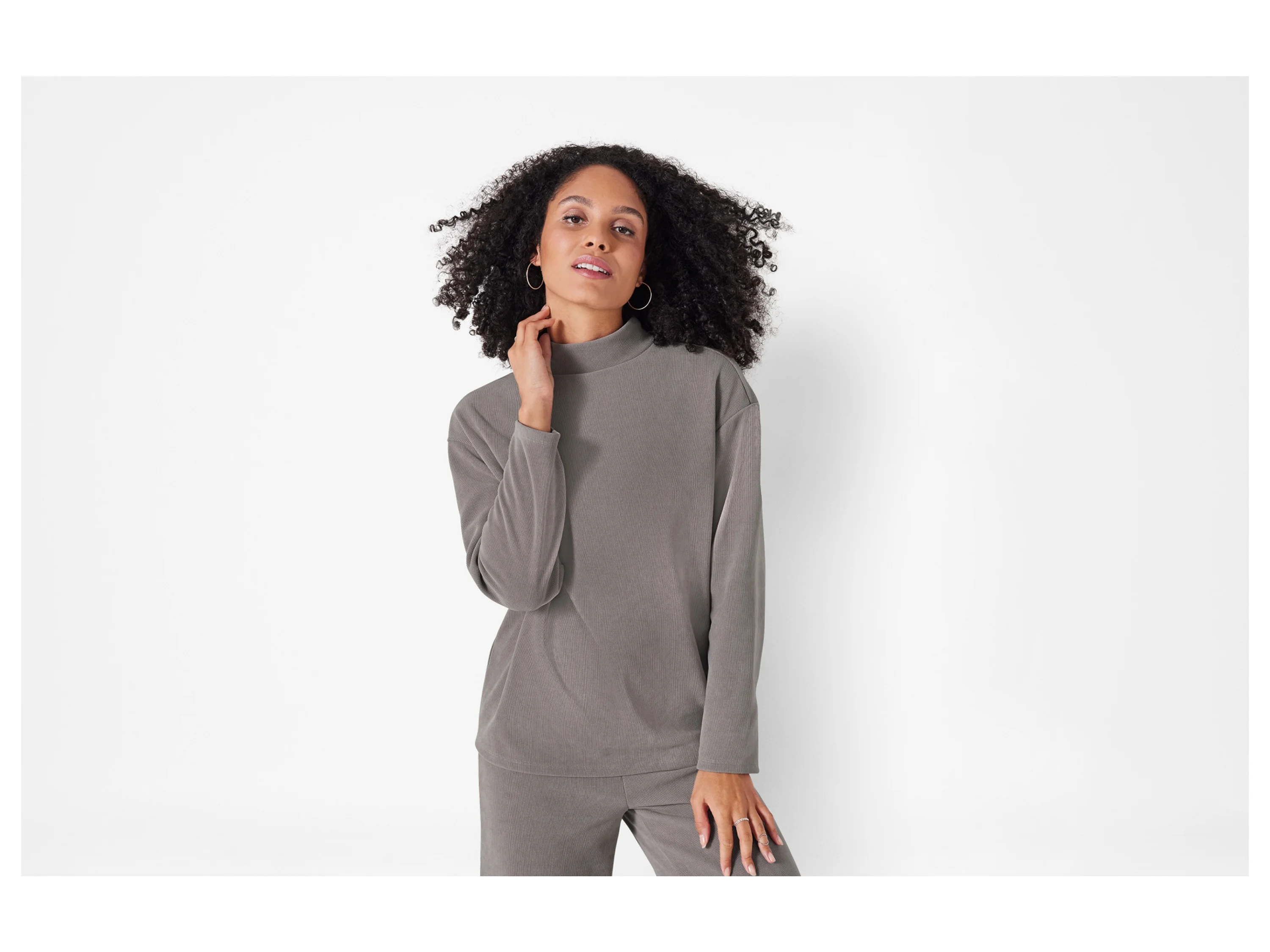 ESMARA® Damen Pullover Cord Loungewear (Grau, S(36/38)) – Bild 2 von 4