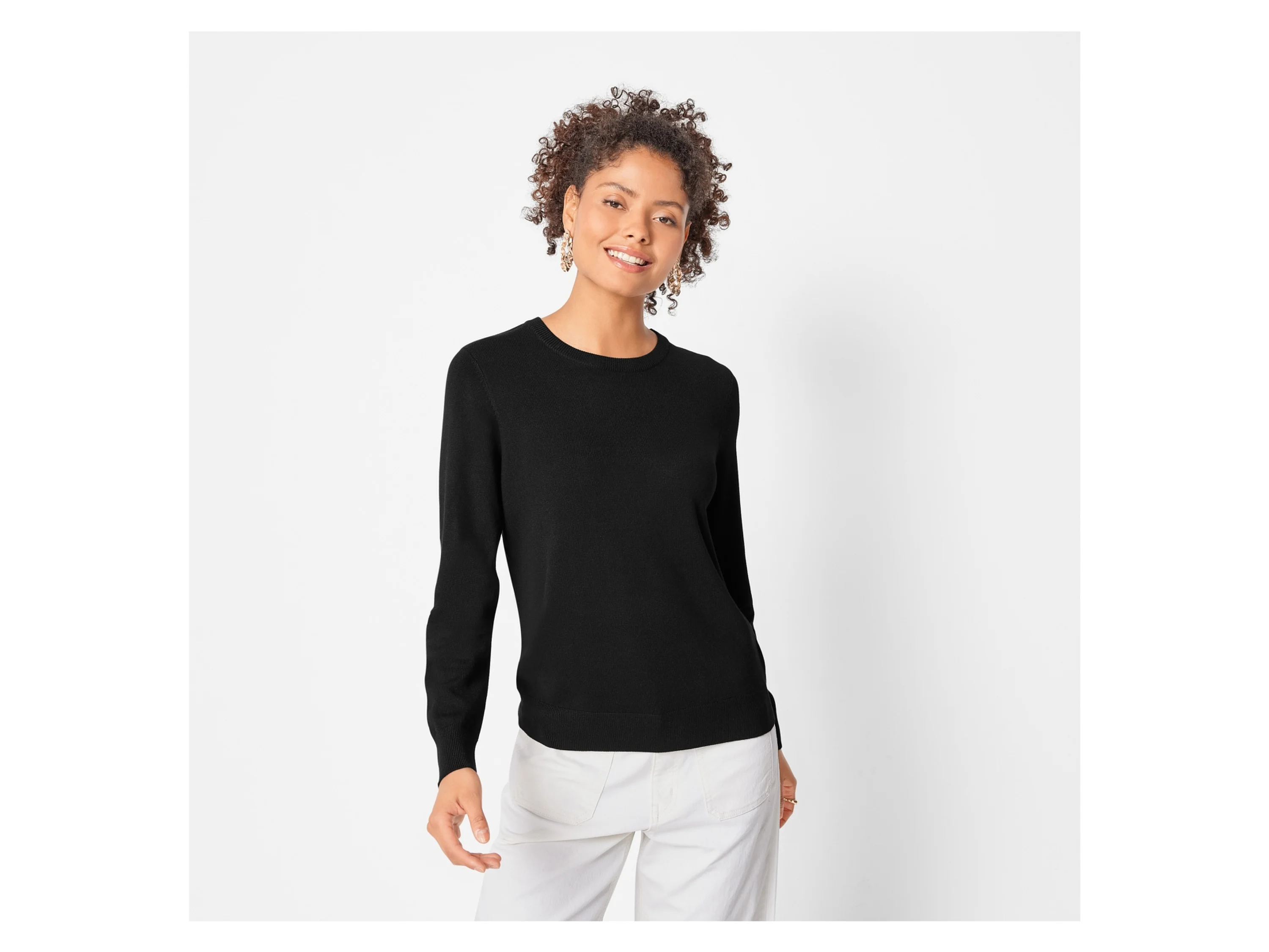 ESMARA® Damen Pullover Feinstrick (Schwarz, XL (48/50)) – Bild 2 von 3