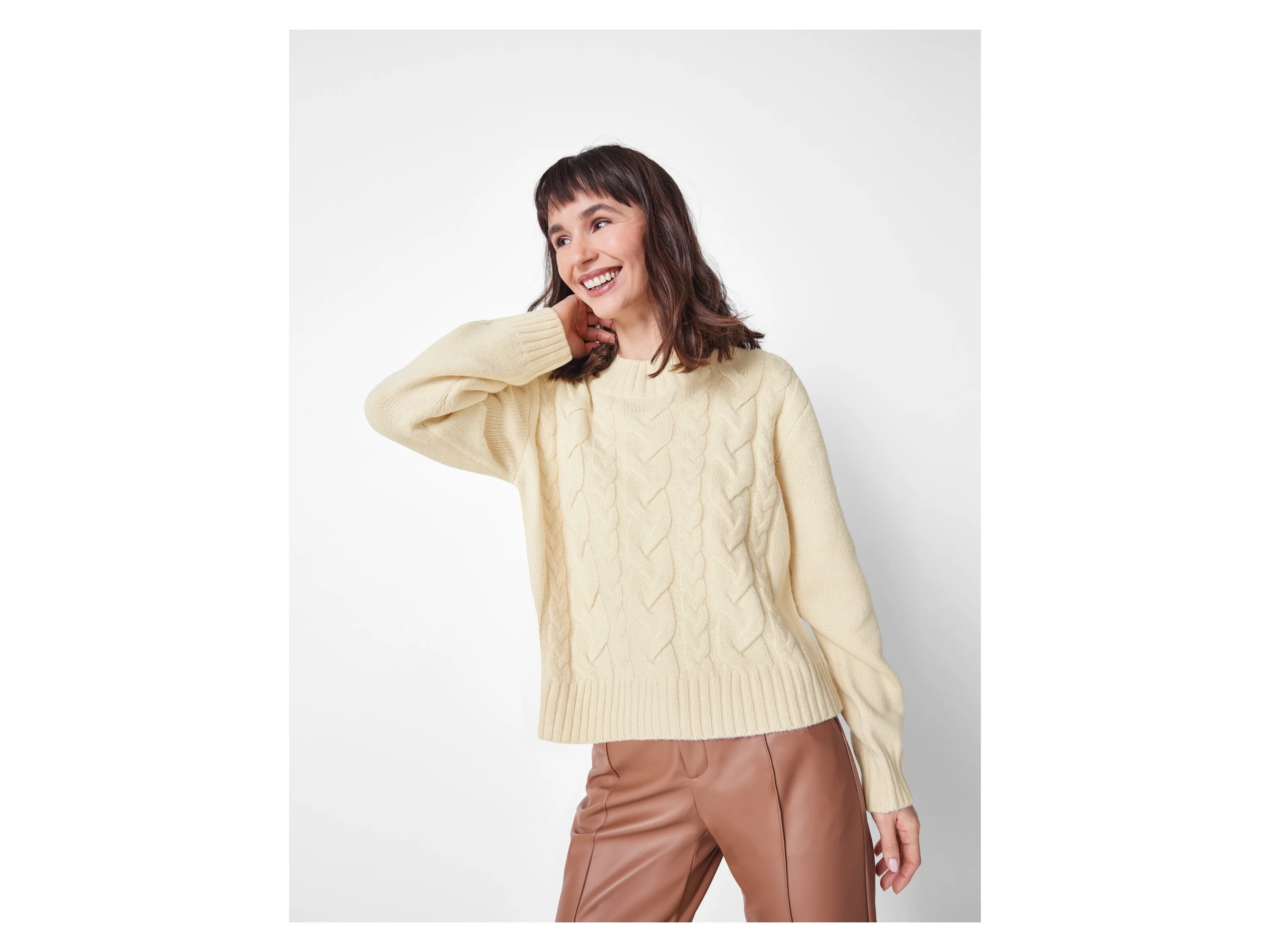 ESMARA® Damen Pullover Grobstrick (Beige, L(44/46)) – Bild 2 von 3
