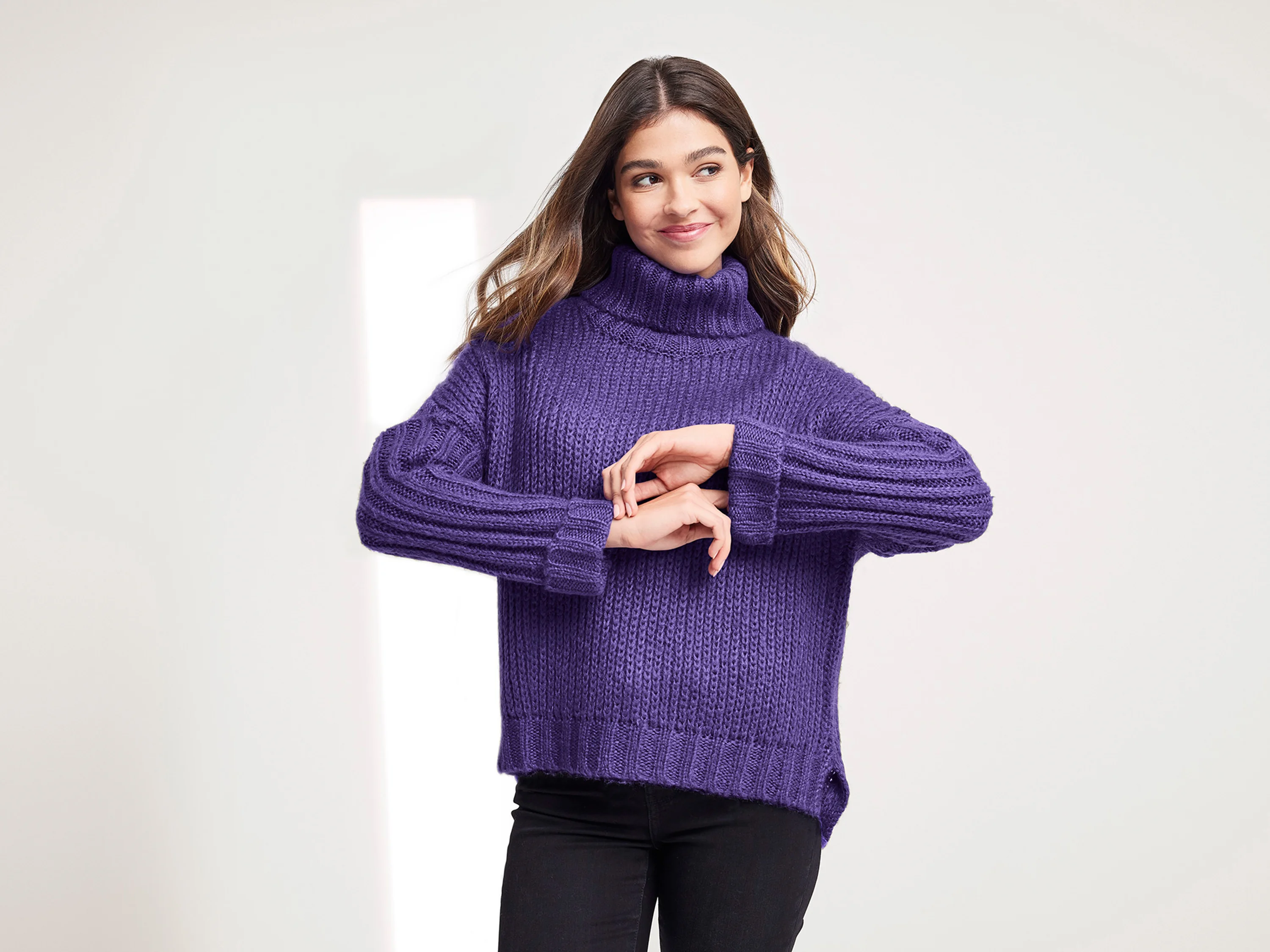 ESMARA® Damen Pullover Grobstrick (Lila, M(40/42)) – Bild 2 von 4
