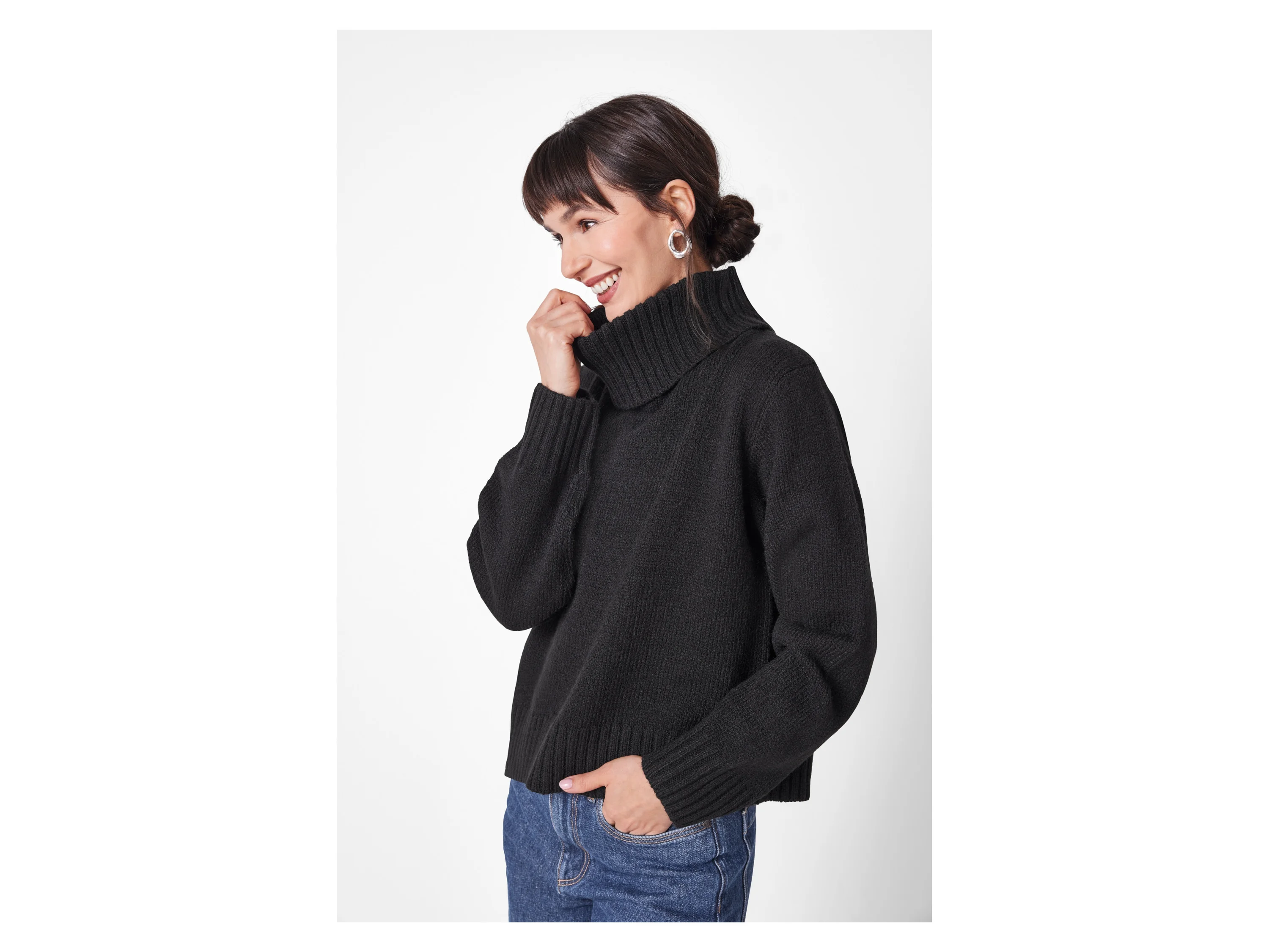 ESMARA® Damen Pullover Grobstrick (Schwarz, M(40/42)) – Bild 2 von 4