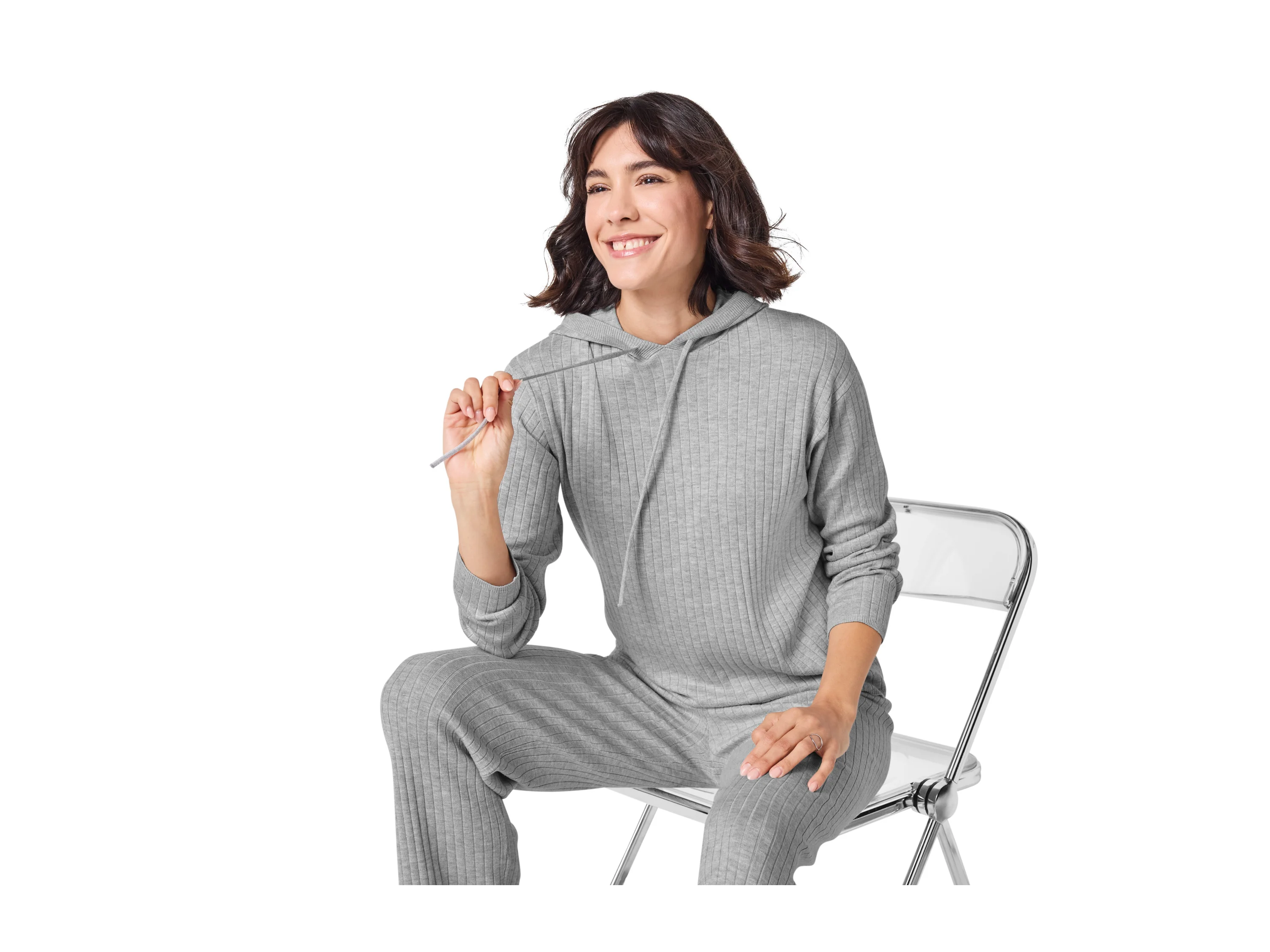 ESMARA® Damen Pullover Kapuze (Grau, M(40/42)) – Bild 4 von 4