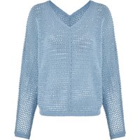 ESMARA® Damen Pullover Lochstrick (Blau, XS(32/34))