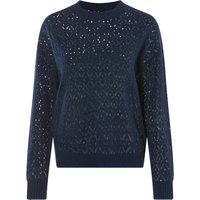 ESMARA® Damen Pullover Lochstrick (Blau, XS (32/34))