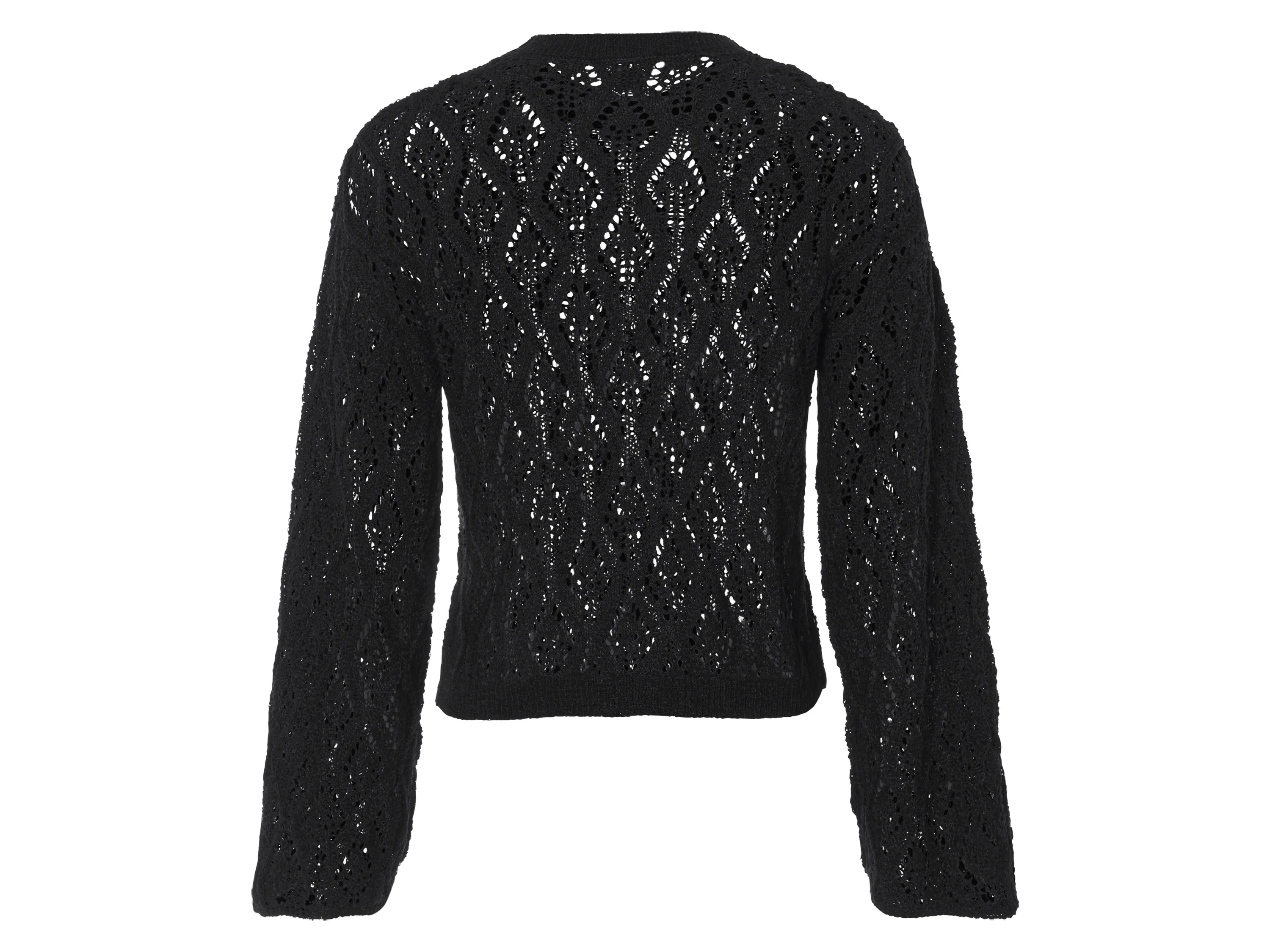 ESMARA® Damen Pullover Lochstrick (Schwarz, XS(32/34)) – Bild 3 von 4