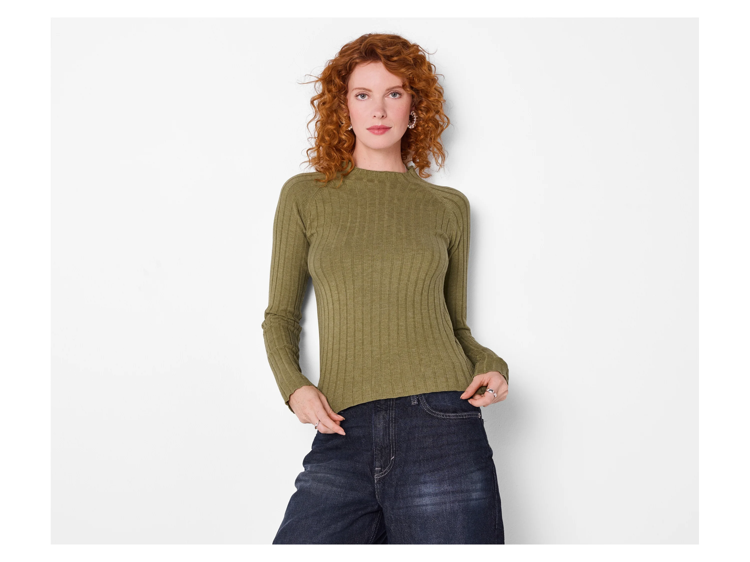 ESMARA® Damen Pullover Rippe (Olive, XS (32/34)) – Bild 2 von 4