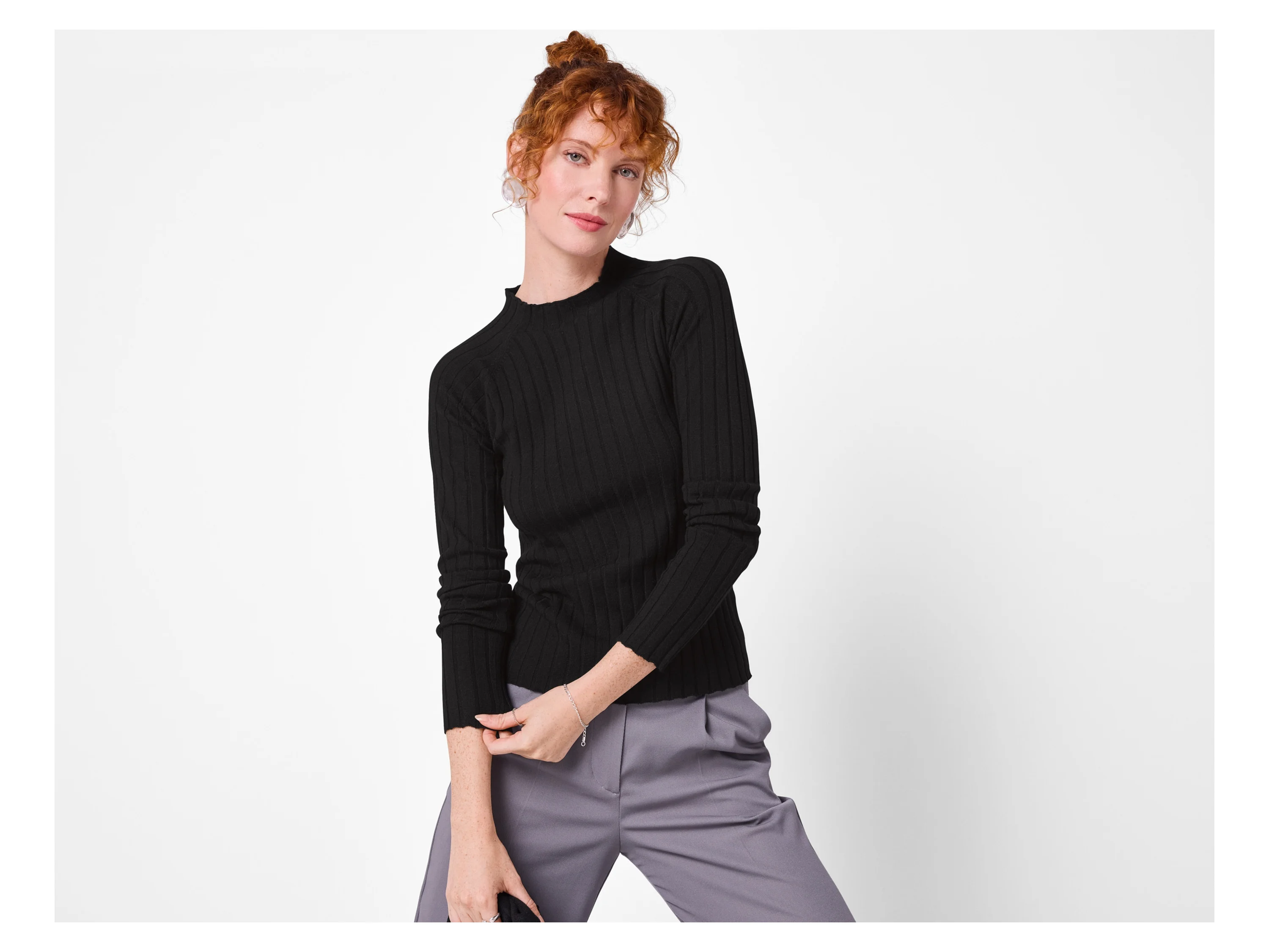 ESMARA® Damen Pullover Rippe (Schwarz, S (36/38)) – Bild 2 von 3