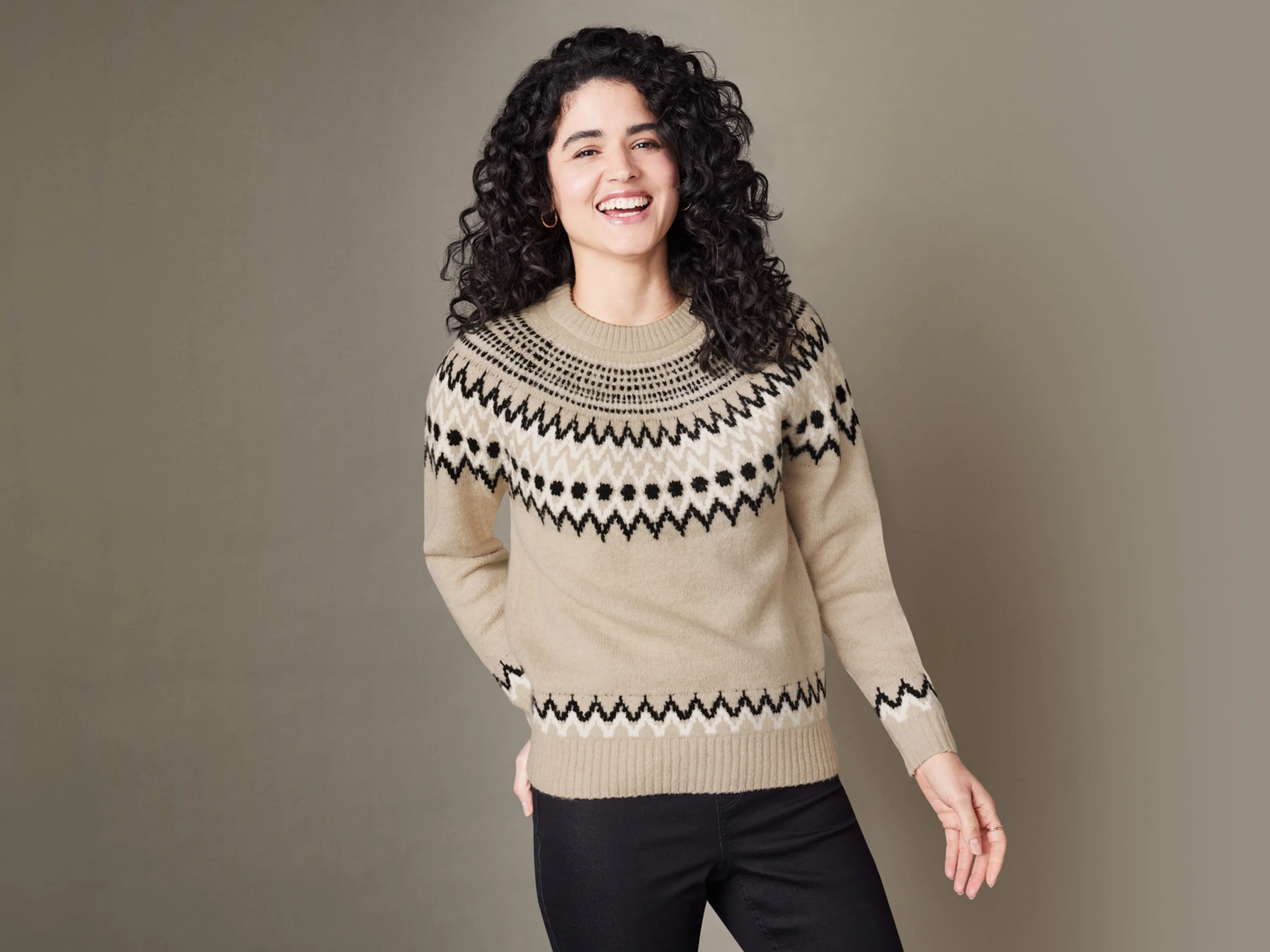 ESMARA® Damen Pullover Strick (Beige, XS(32/34)) – Bild 2 von 3