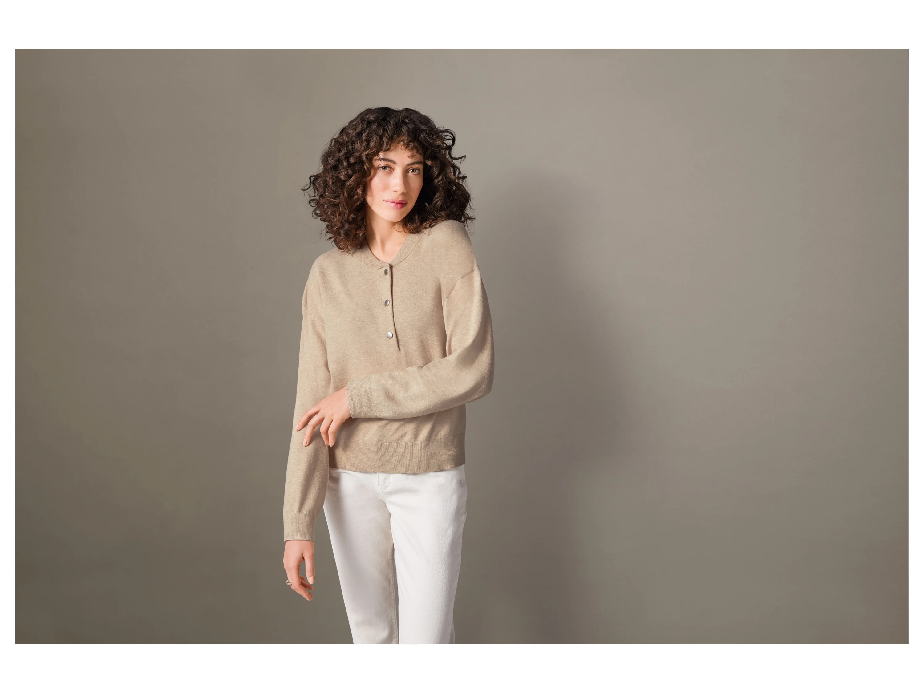 ESMARA® Damen Pullover Strick (Beige, M(40/42)) – Bild 2 von 3