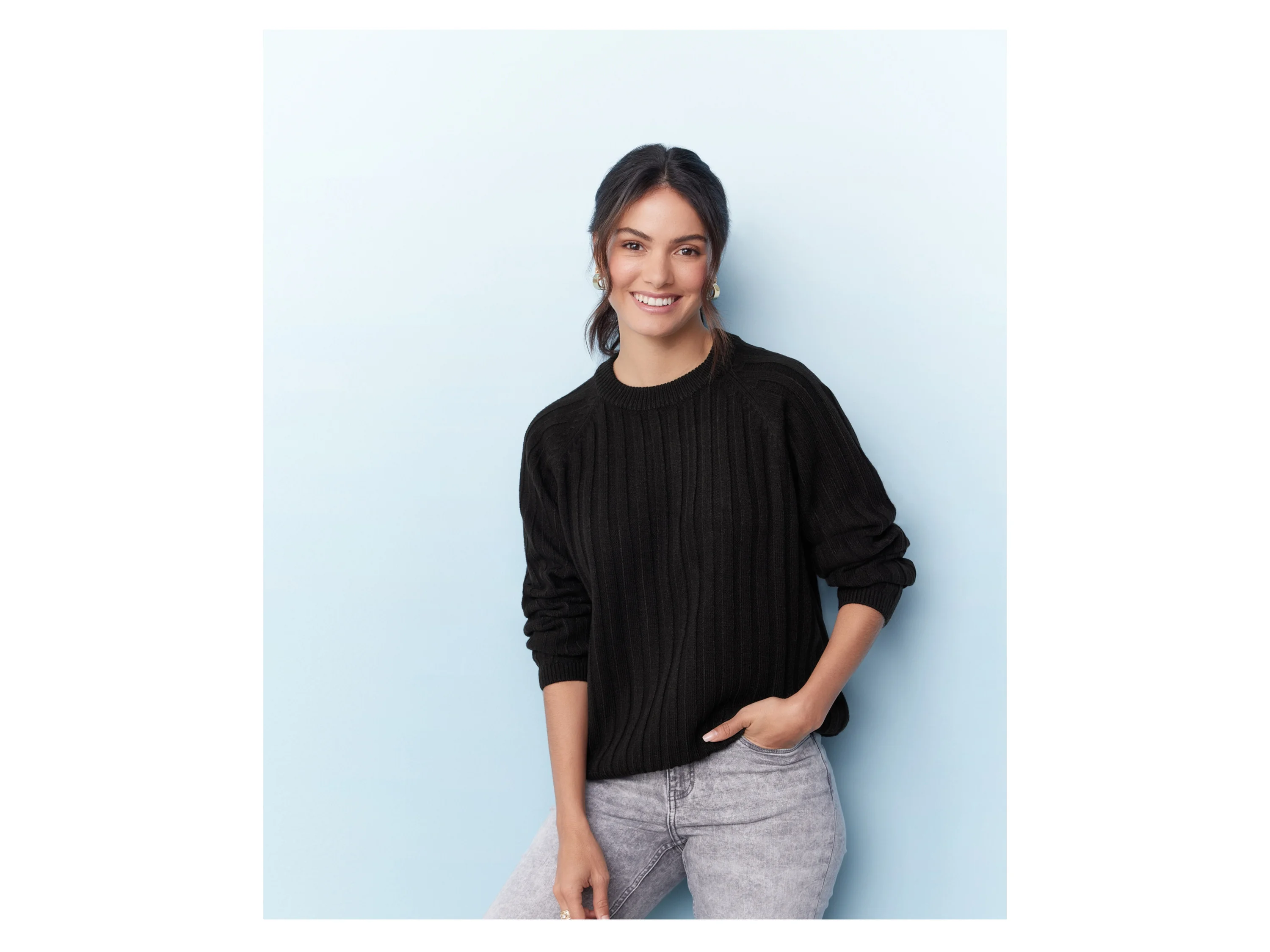 ESMARA® Damen Pullover Strick (Schwarz, L(44/46)) – Bild 2 von 3